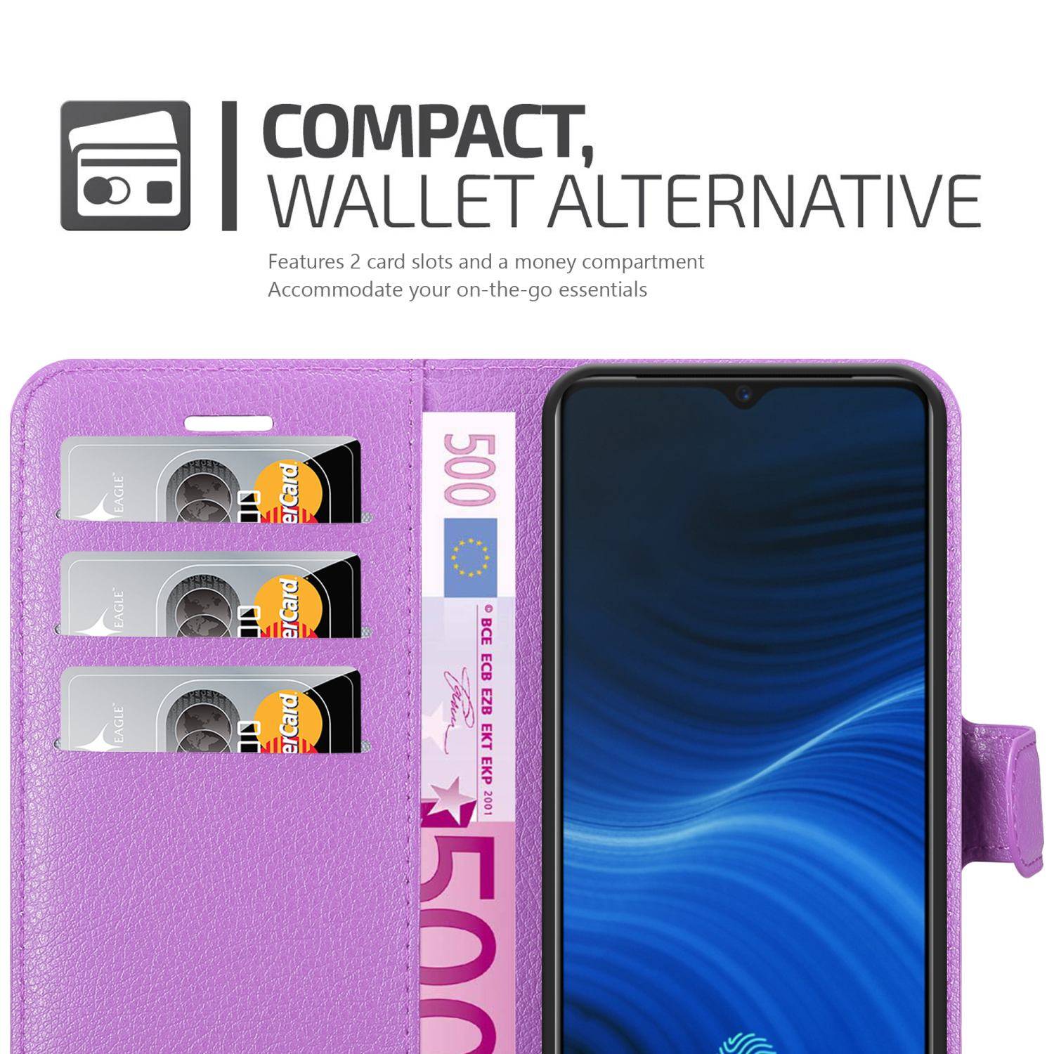 Cadorabo Hülle für Realme X2 PRO / Oppo Reno Ace Schutz Hülle in Lila Handyhülle Etui Case Cover Magnetverschluss