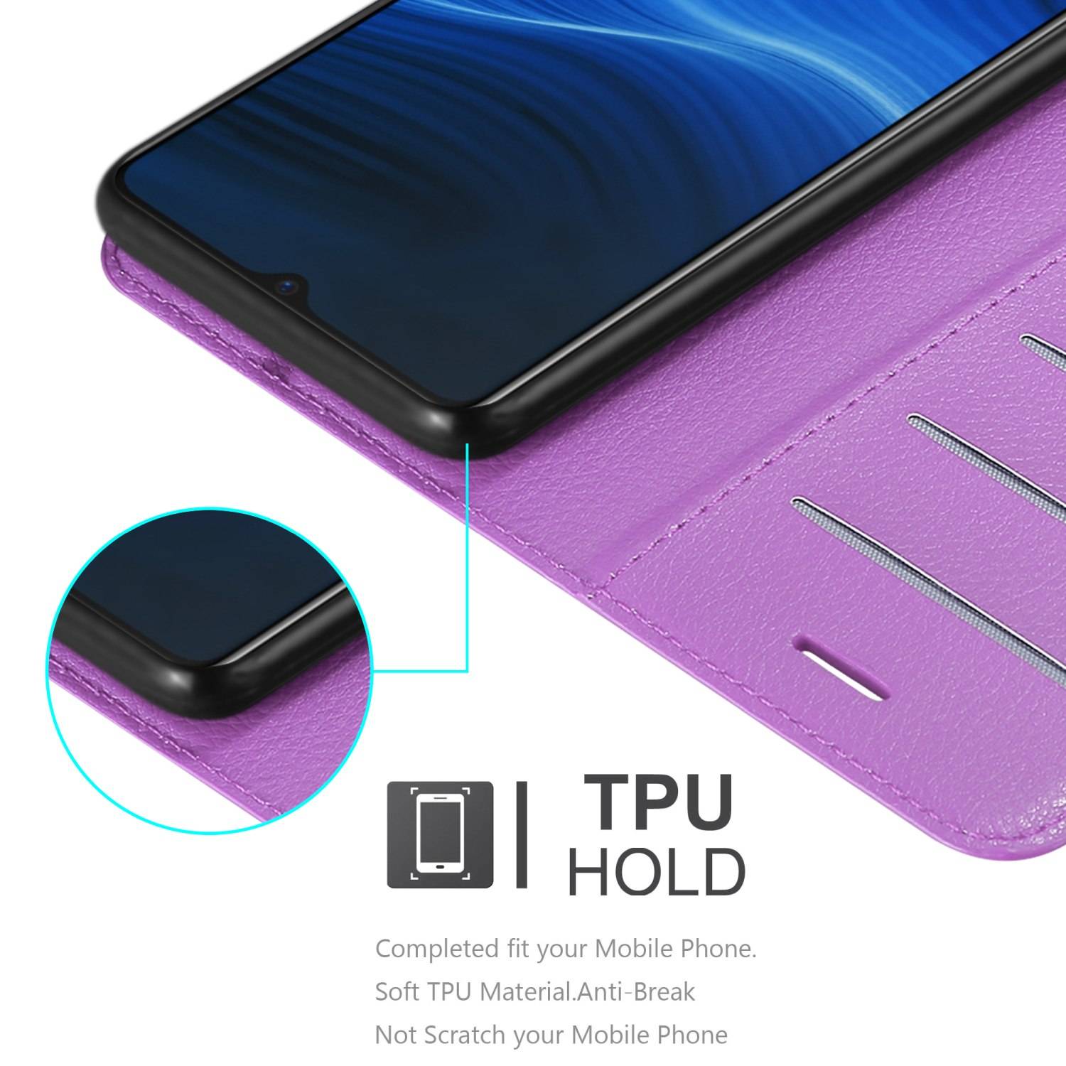 Cadorabo Hülle für Realme X2 PRO / Oppo Reno Ace Schutz Hülle in Lila Handyhülle Etui Case Cover Magnetverschluss