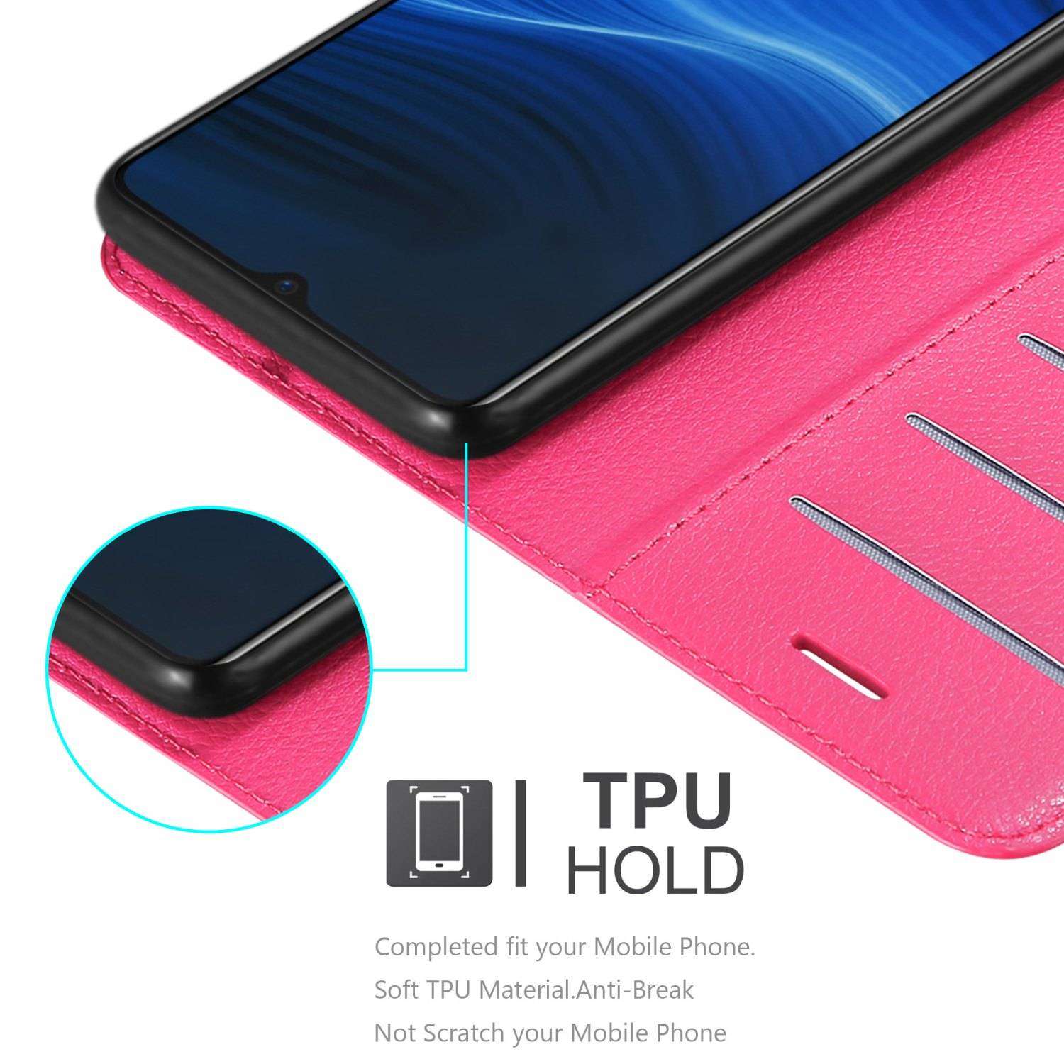 Cadorabo Hülle für Realme X2 PRO / Oppo Reno Ace Schutz Hülle in Pink Handyhülle Etui Case Cover Magnetverschluss