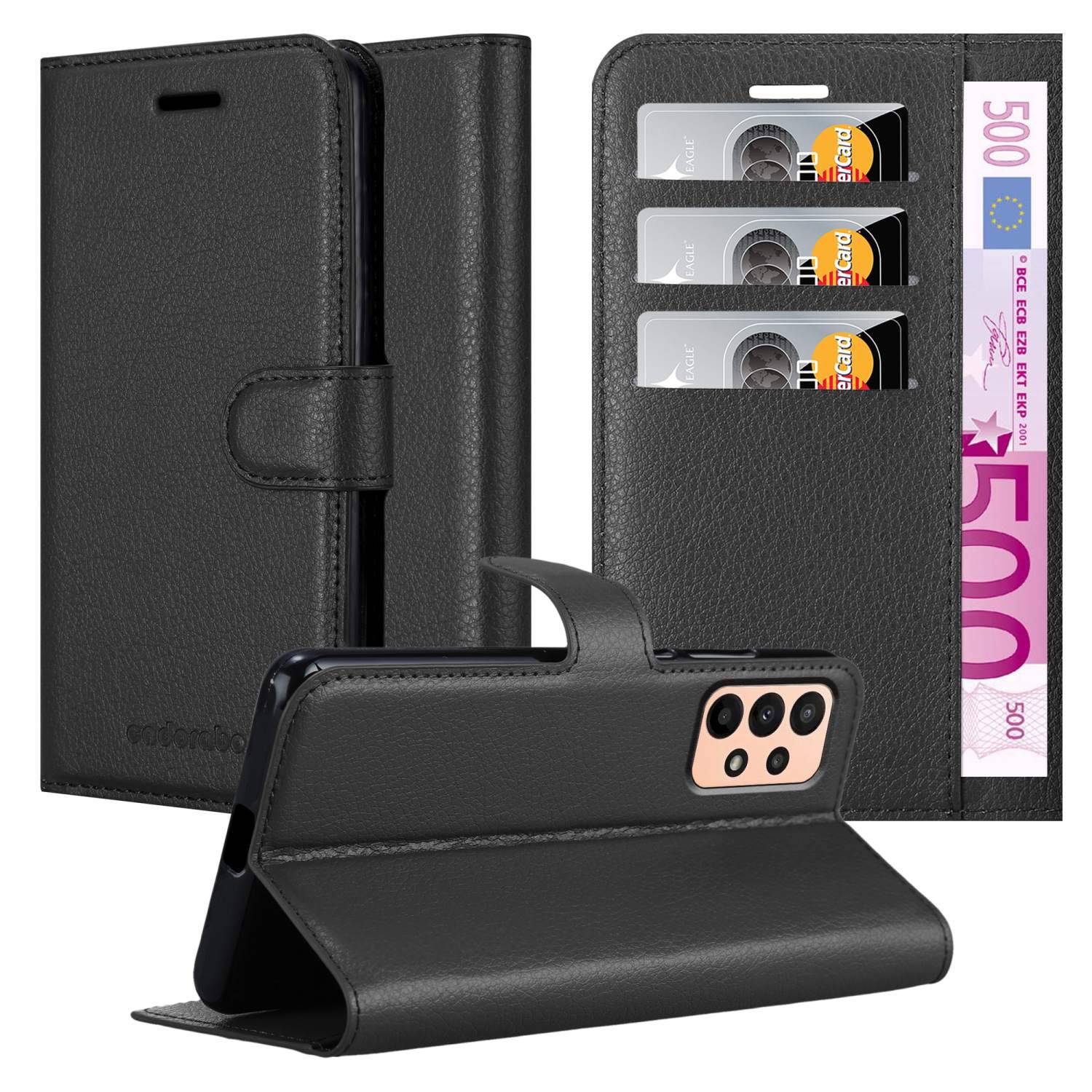 Cadorabo Hülle für Samsung Galaxy A23 4G Schutz Hülle in Schwarz Handyhülle Etui Case Cover Magnetverschluss