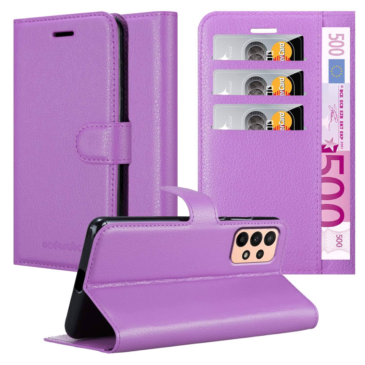 Cadorabo Hülle für Samsung Galaxy A23 4G Schutz Hülle in Lila Handyhülle Etui Case Cover Magnetverschluss
