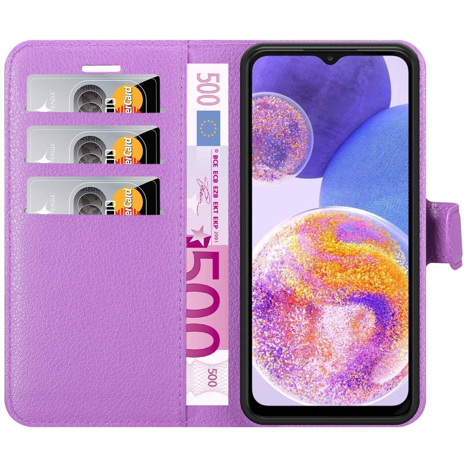 Cadorabo Hülle für Samsung Galaxy A23 4G Schutz Hülle in Lila Handyhülle Etui Case Cover Magnetverschluss