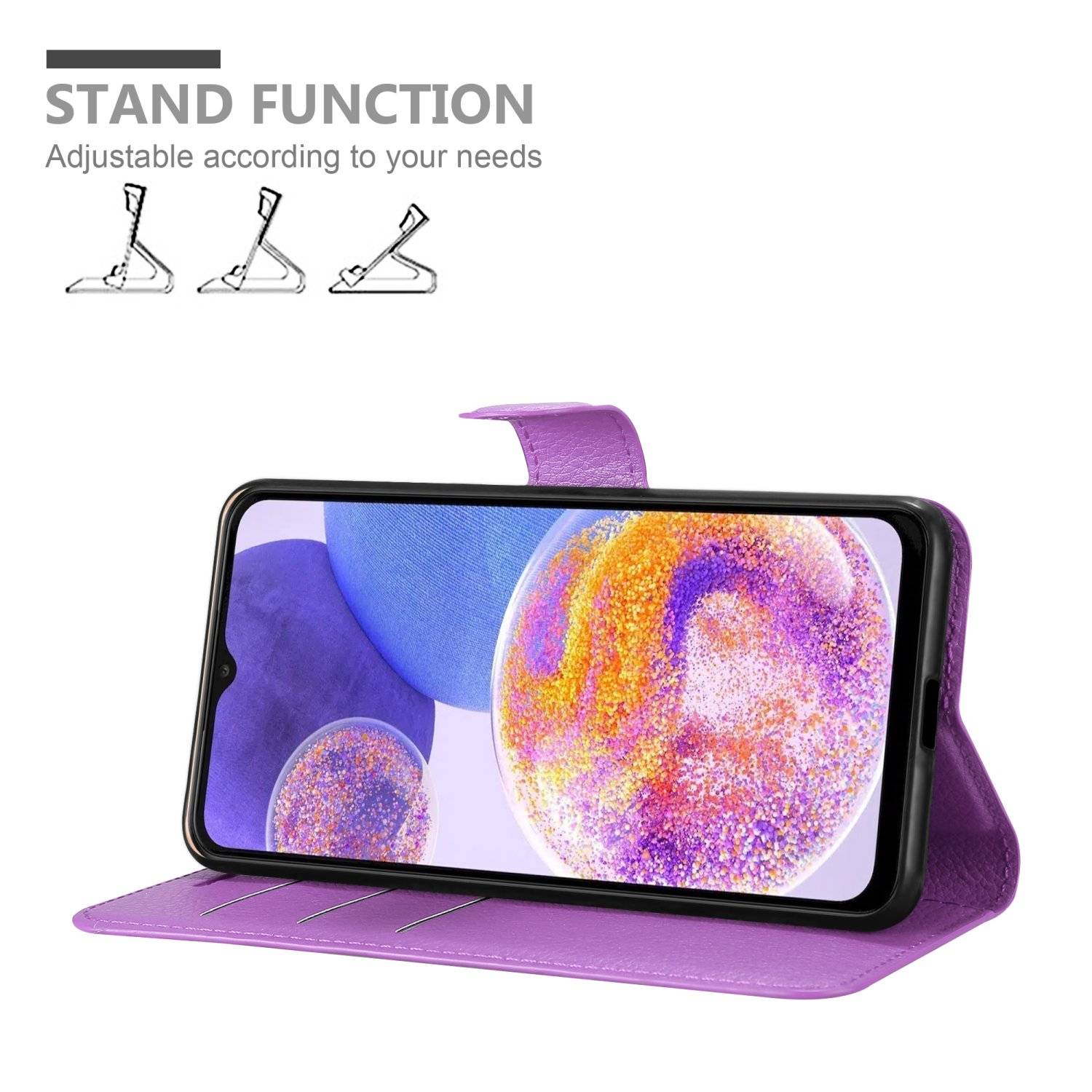 Cadorabo Hülle für Samsung Galaxy A23 4G Schutz Hülle in Lila Handyhülle Etui Case Cover Magnetverschluss