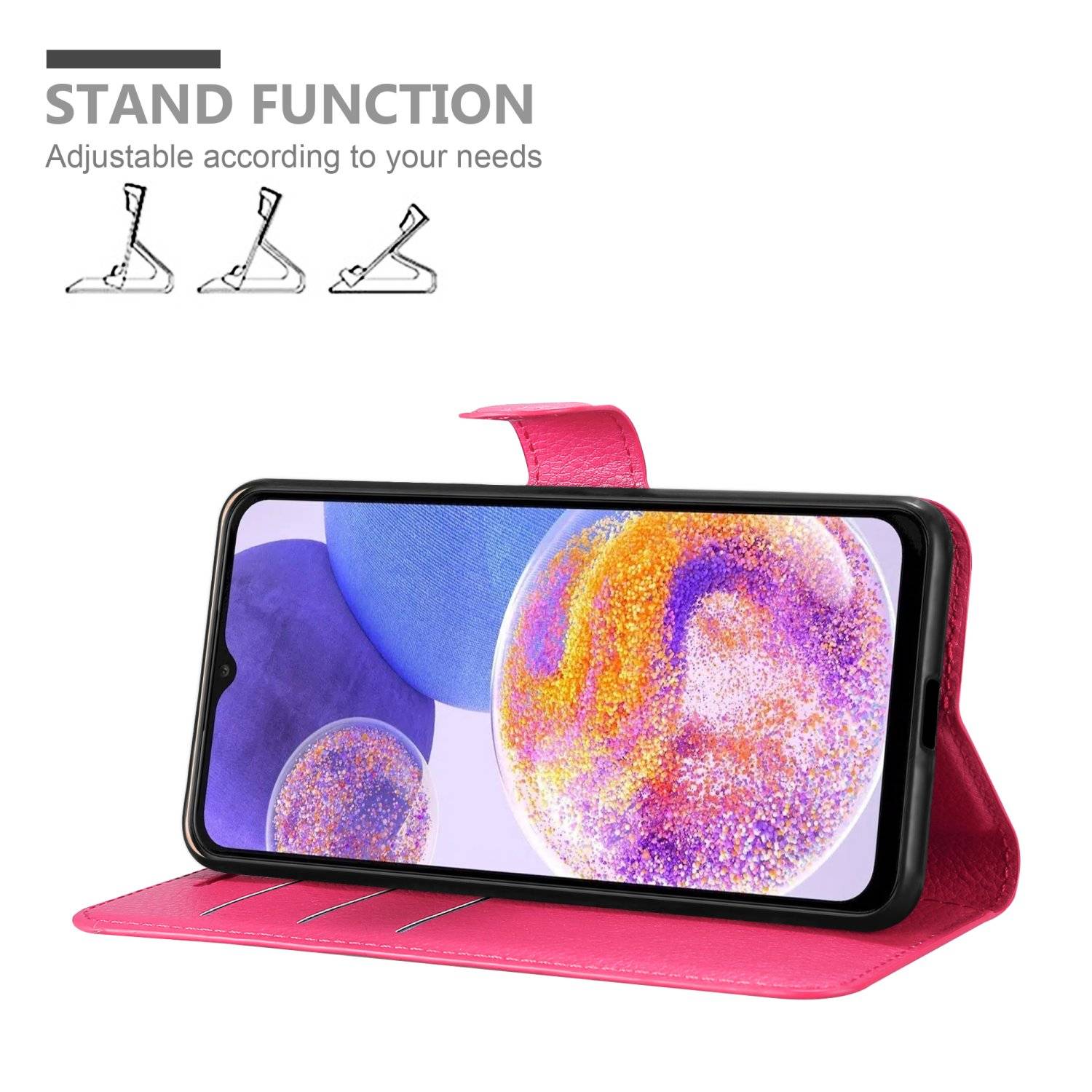 Cadorabo Hülle für Samsung Galaxy A23 4G Schutz Hülle in Pink Handyhülle Etui Case Cover Magnetverschluss