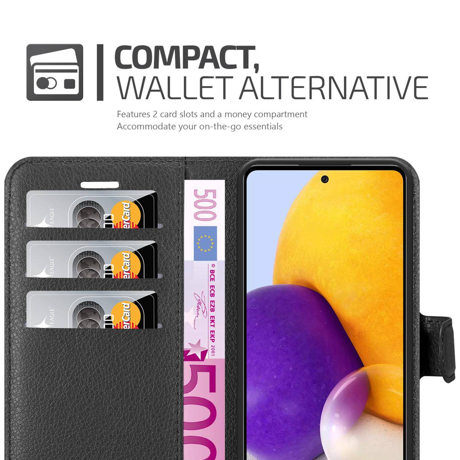 Cadorabo Hülle für Samsung Galaxy A73 5G Schutz Hülle in Schwarz Handyhülle Etui Case Cover Magnetverschluss