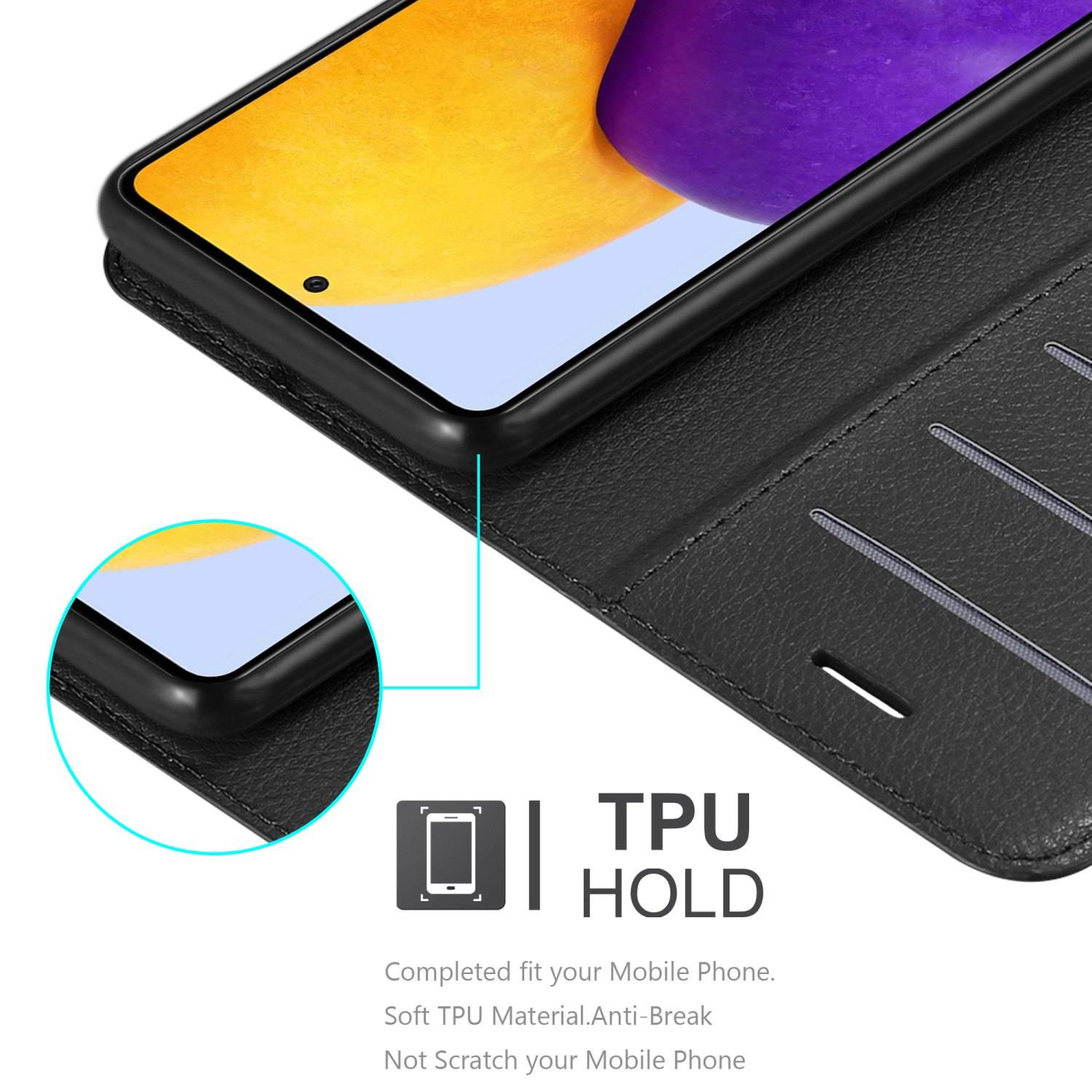 Cadorabo Hülle für Samsung Galaxy A73 5G Schutz Hülle in Schwarz Handyhülle Etui Case Cover Magnetverschluss