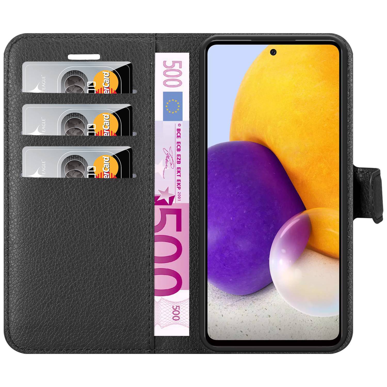 Cadorabo Hülle für Samsung Galaxy A73 5G Schutz Hülle in Schwarz Handyhülle Etui Case Cover Magnetverschluss