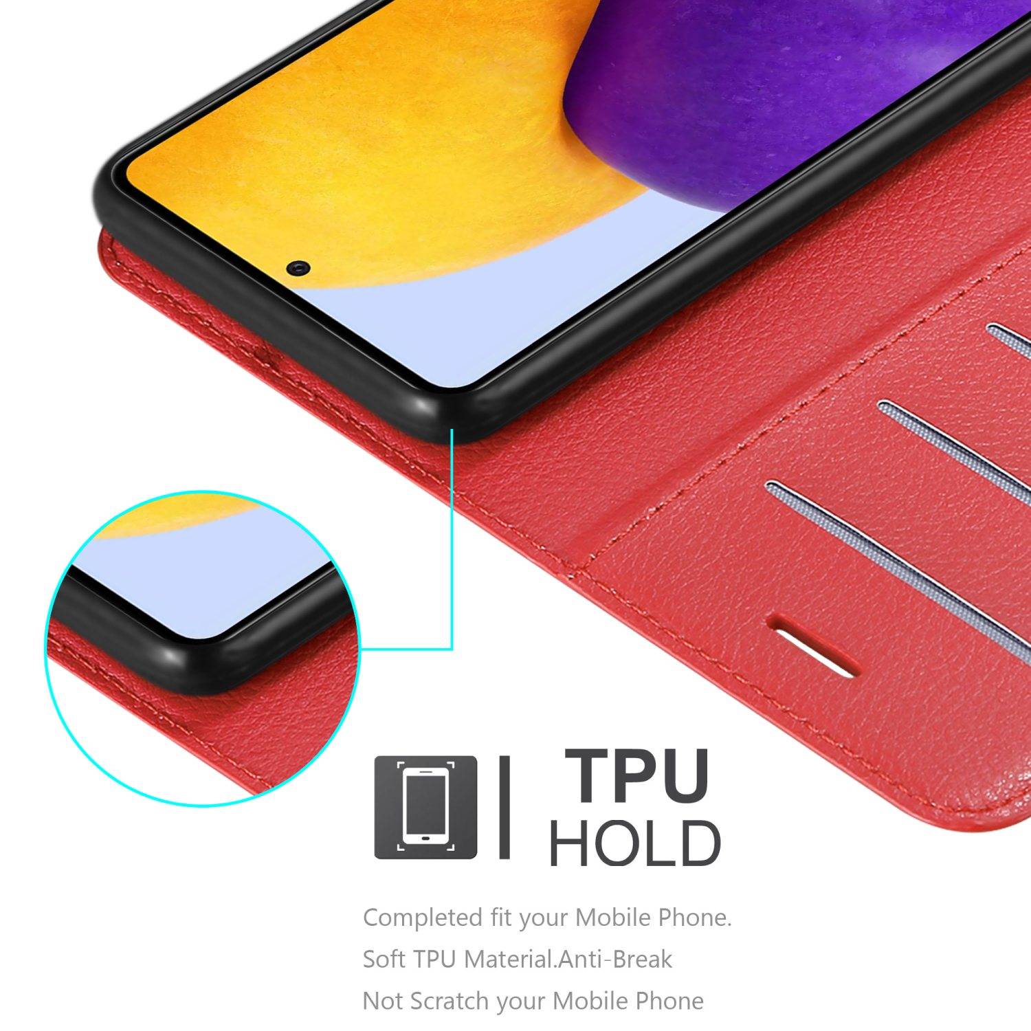 Cadorabo Hülle für Samsung Galaxy A73 5G Schutz Hülle in Rot Handyhülle Etui Case Cover Magnetverschluss