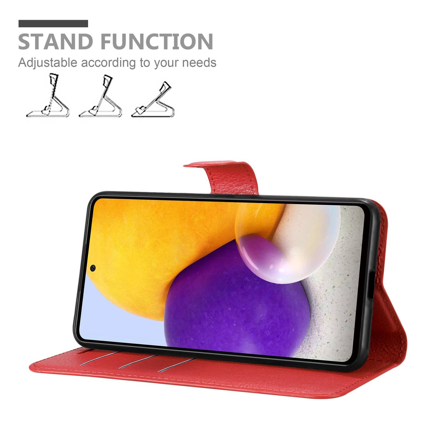 Cadorabo Hülle für Samsung Galaxy A73 5G Schutz Hülle in Rot Handyhülle Etui Case Cover Magnetverschluss