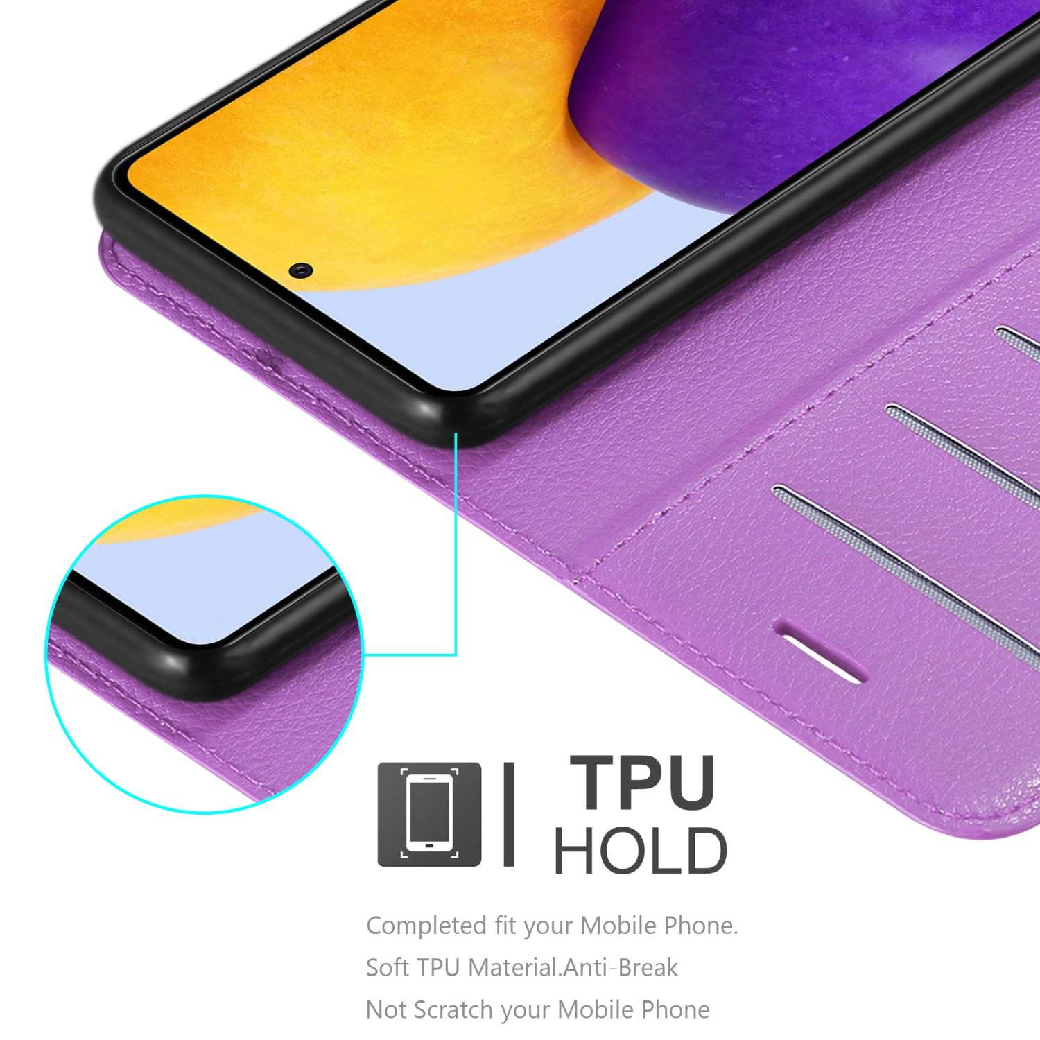 Cadorabo Hülle für Samsung Galaxy A73 5G Schutz Hülle in Lila Handyhülle Etui Case Cover Magnetverschluss