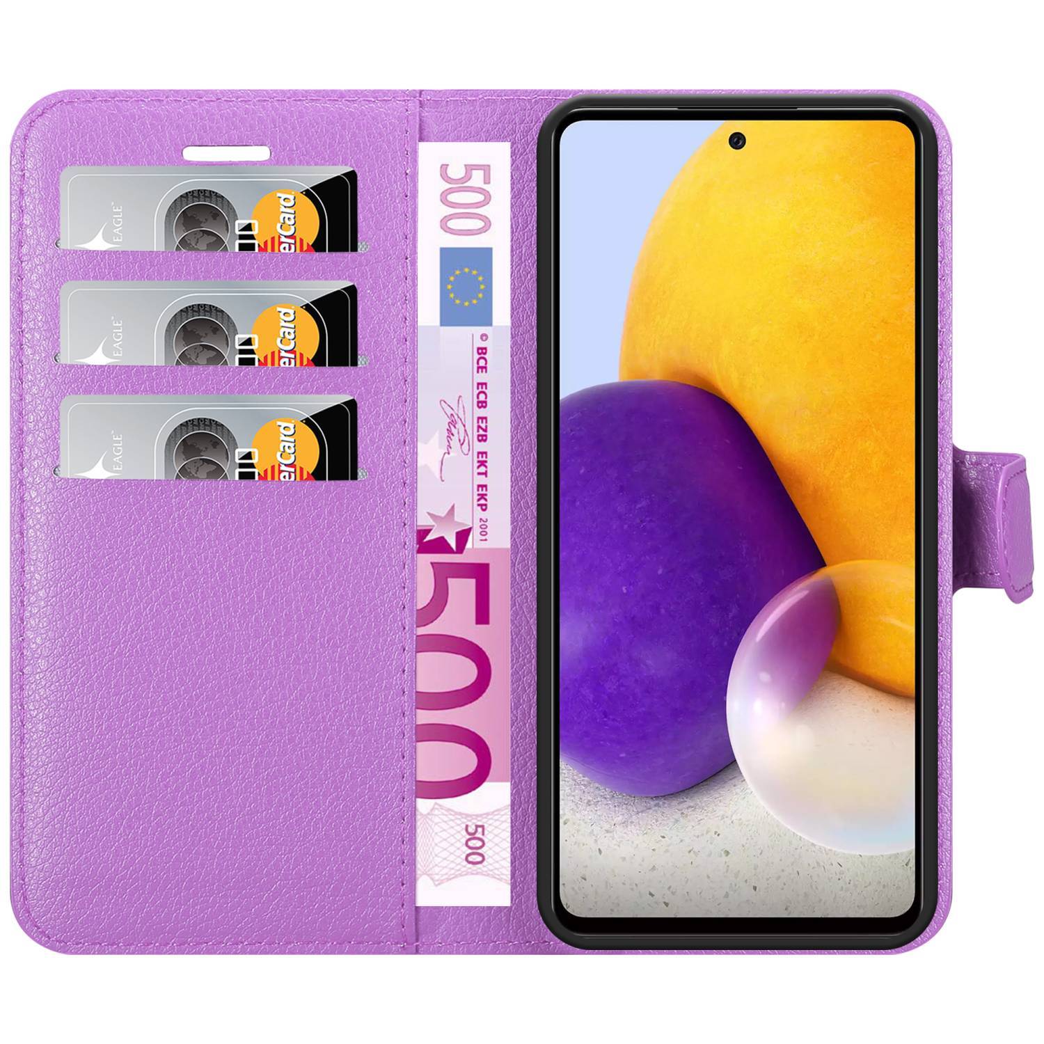 Cadorabo Hülle für Samsung Galaxy A73 5G Schutz Hülle in Lila Handyhülle Etui Case Cover Magnetverschluss