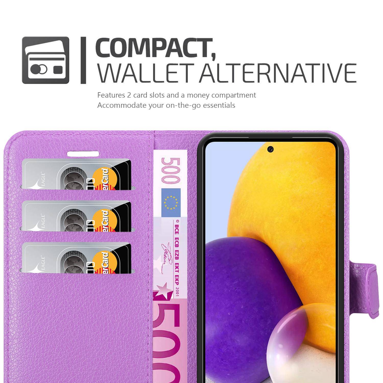 Cadorabo Hülle für Samsung Galaxy A73 5G Schutz Hülle in Lila Handyhülle Etui Case Cover Magnetverschluss