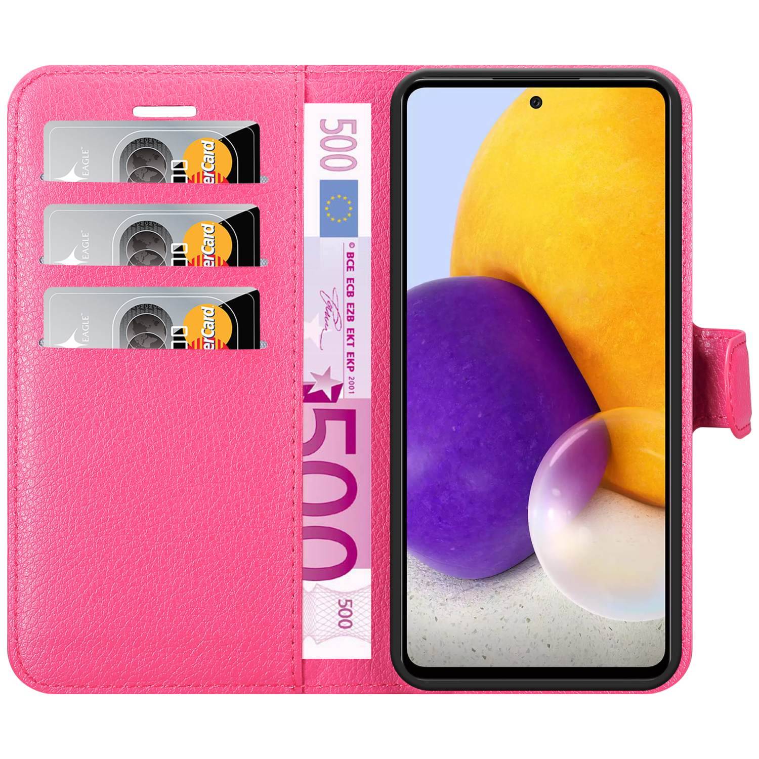 Cadorabo Hülle für Samsung Galaxy A73 5G Schutz Hülle in Pink Handyhülle Etui Case Cover Magnetverschluss