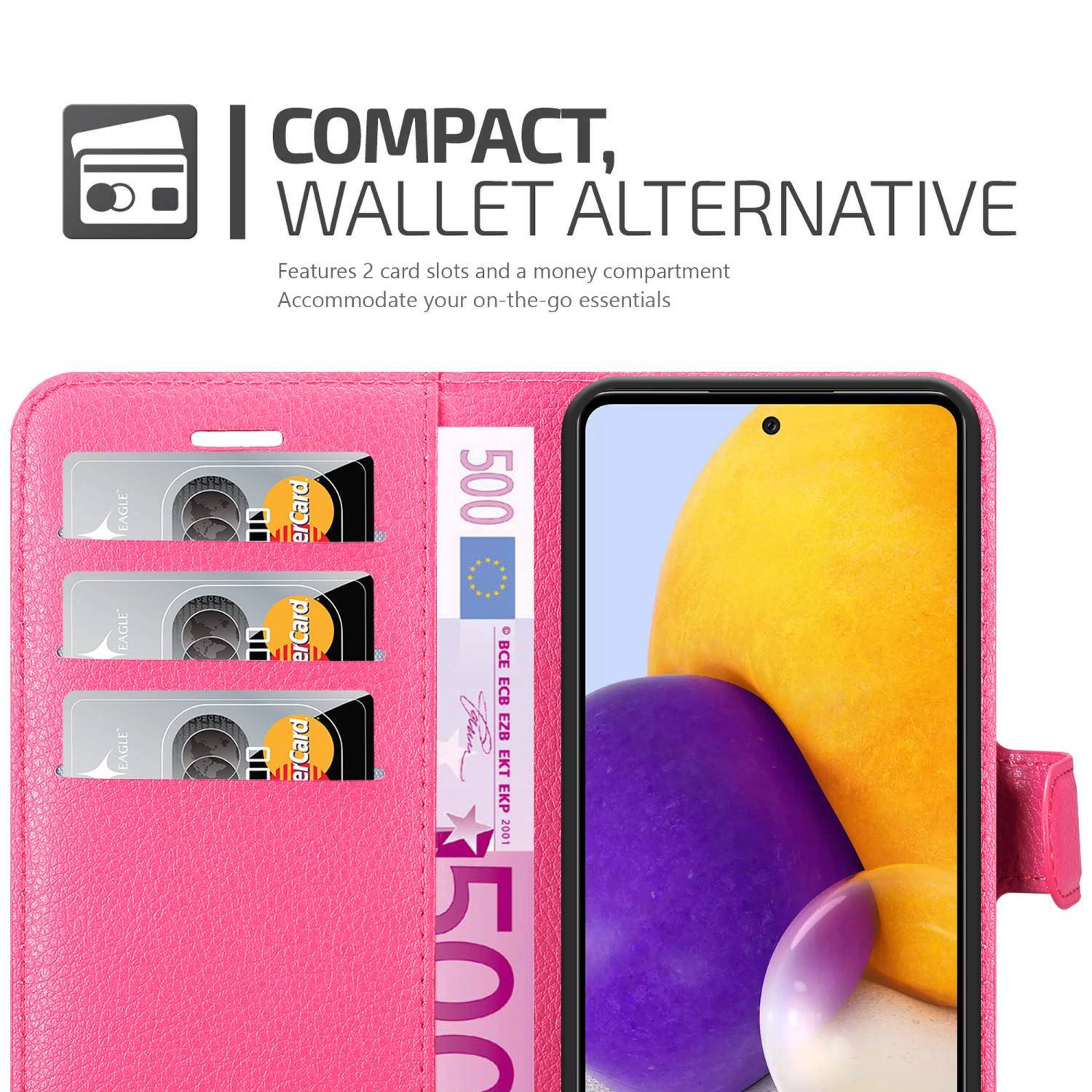 Cadorabo Hülle für Samsung Galaxy A73 5G Schutz Hülle in Pink Handyhülle Etui Case Cover Magnetverschluss