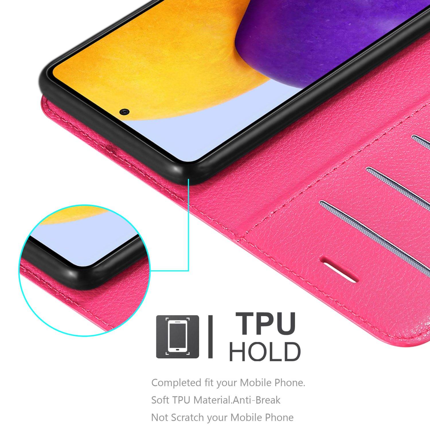 Cadorabo Hülle für Samsung Galaxy A73 5G Schutz Hülle in Pink Handyhülle Etui Case Cover Magnetverschluss