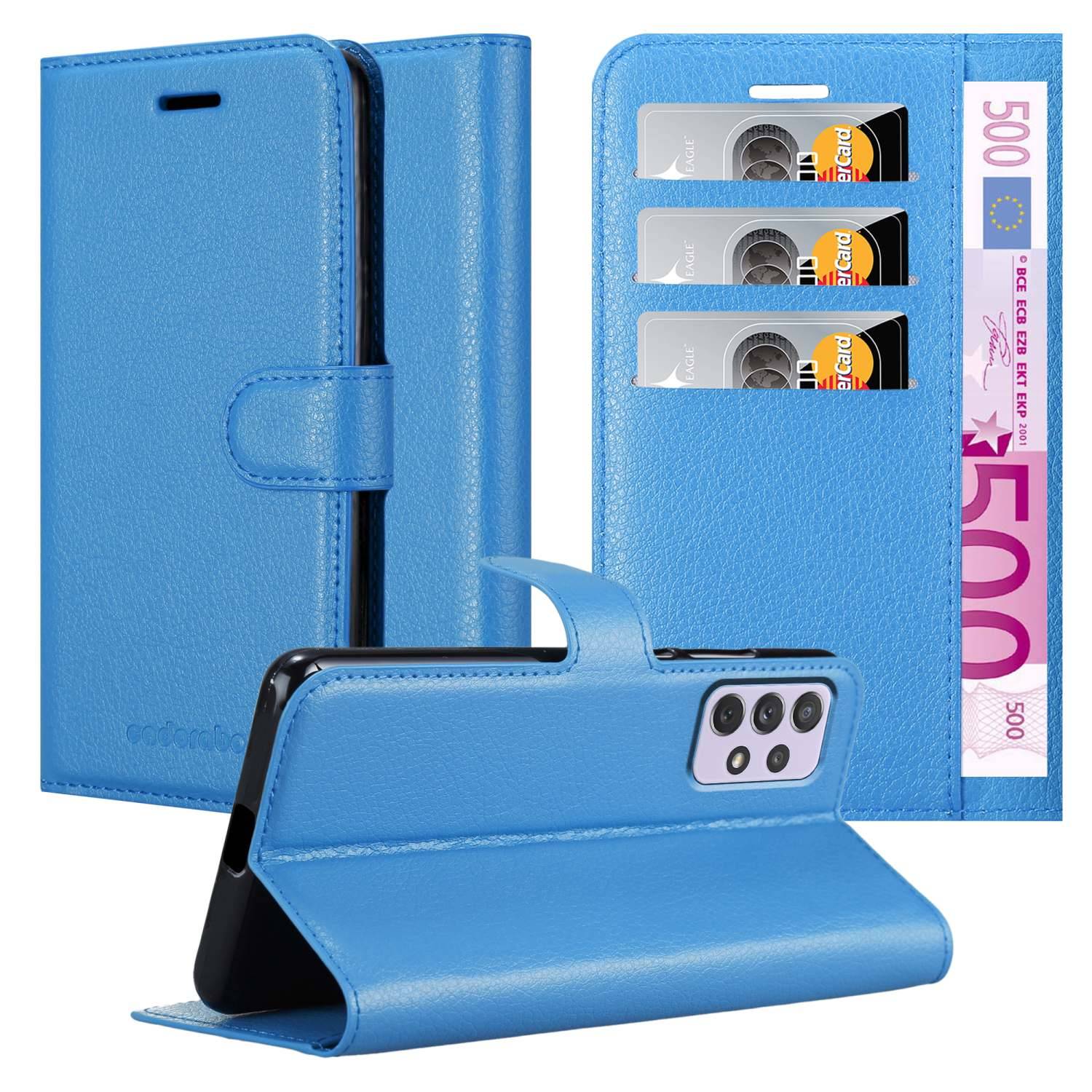 Cadorabo Hülle für Samsung Galaxy A73 5G Schutz Hülle in Blau Handyhülle Etui Case Cover Magnetverschluss
