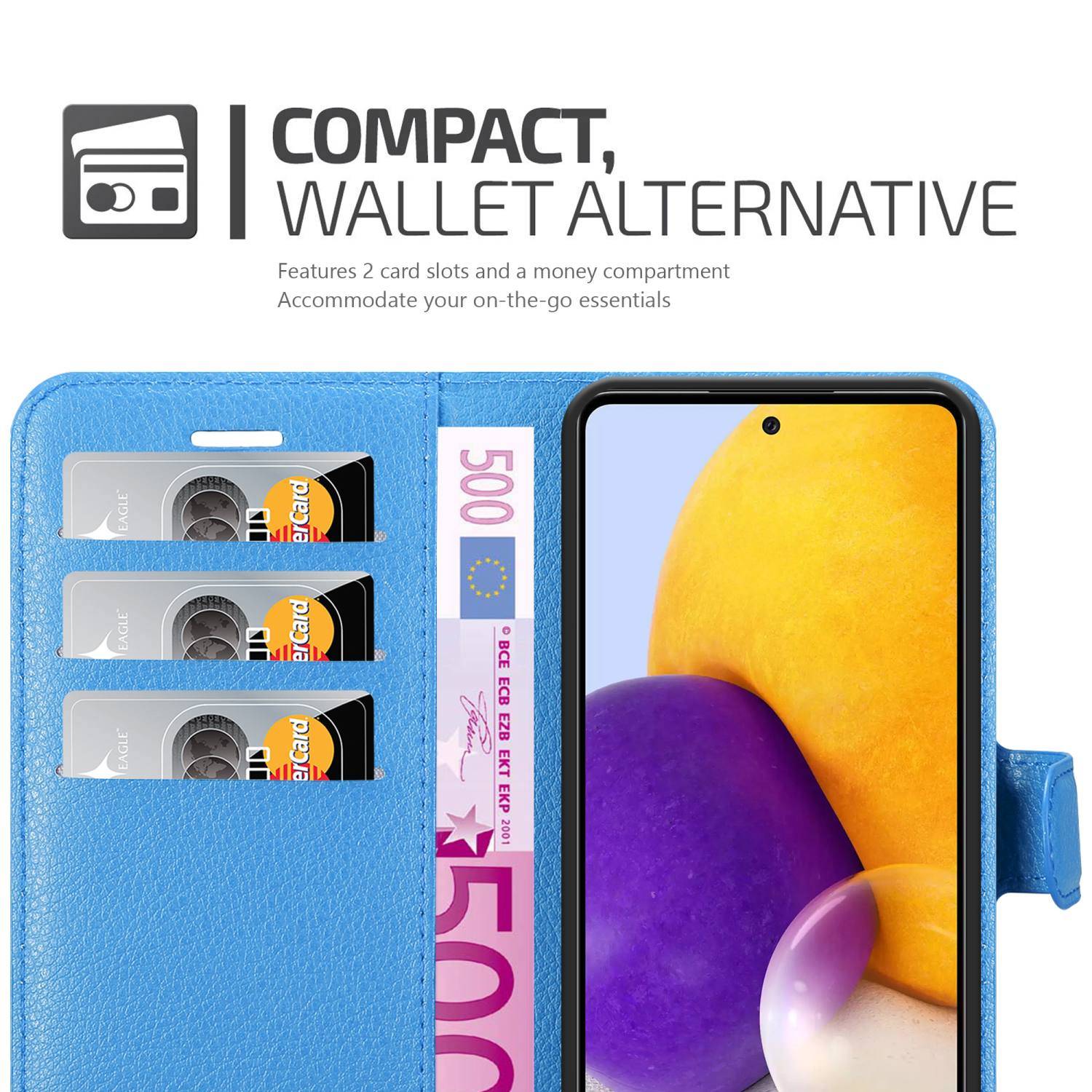 Cadorabo Hülle für Samsung Galaxy A73 5G Schutz Hülle in Blau Handyhülle Etui Case Cover Magnetverschluss