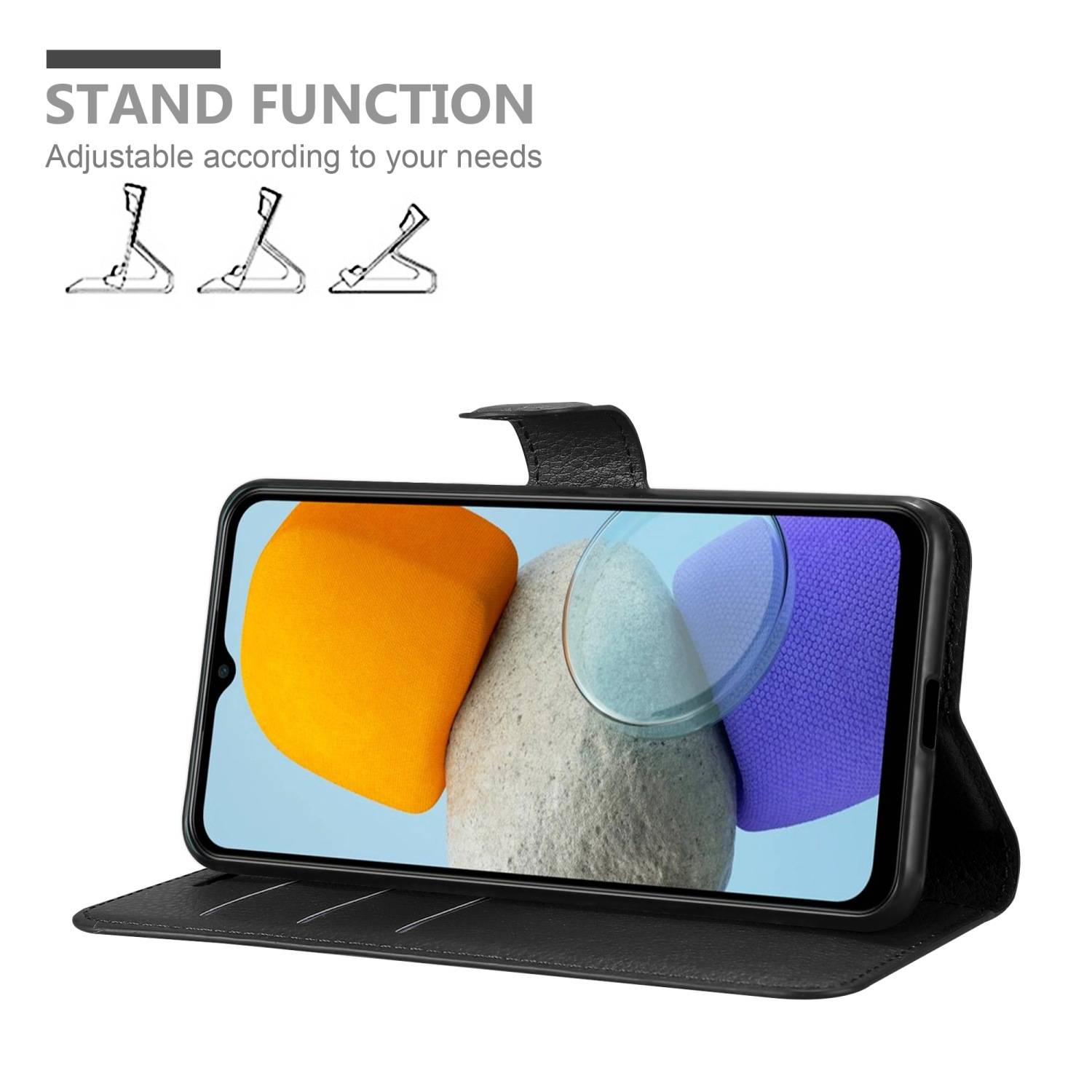 Cadorabo Hülle für Samsung Galaxy M23 5G Schutz Hülle in Schwarz Handyhülle Etui Case Cover Magnetverschluss