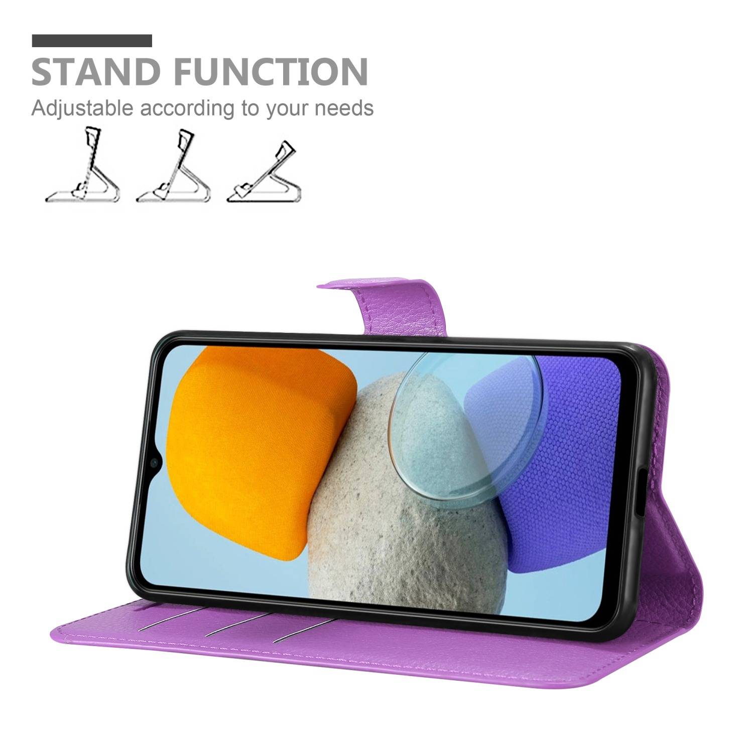 Cadorabo Hülle für Samsung Galaxy M23 5G Schutz Hülle in Lila Handyhülle Etui Case Cover Magnetverschluss