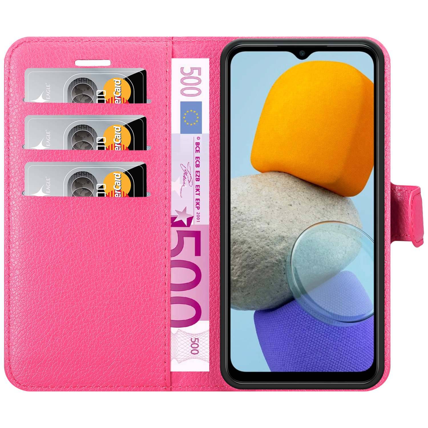 Cadorabo Hülle für Samsung Galaxy M23 5G Schutz Hülle in Pink Handyhülle Etui Case Cover Magnetverschluss