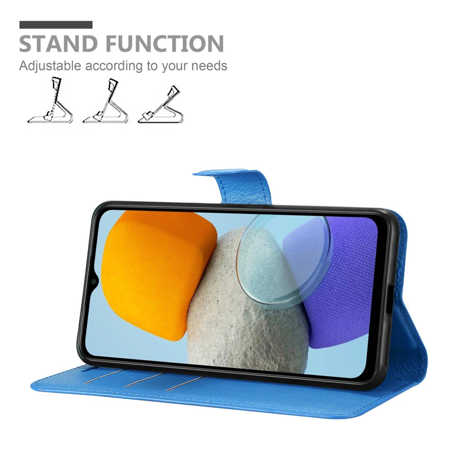 Cadorabo Hülle für Samsung Galaxy M23 5G Schutz Hülle in Blau Handyhülle Etui Case Cover Magnetverschluss