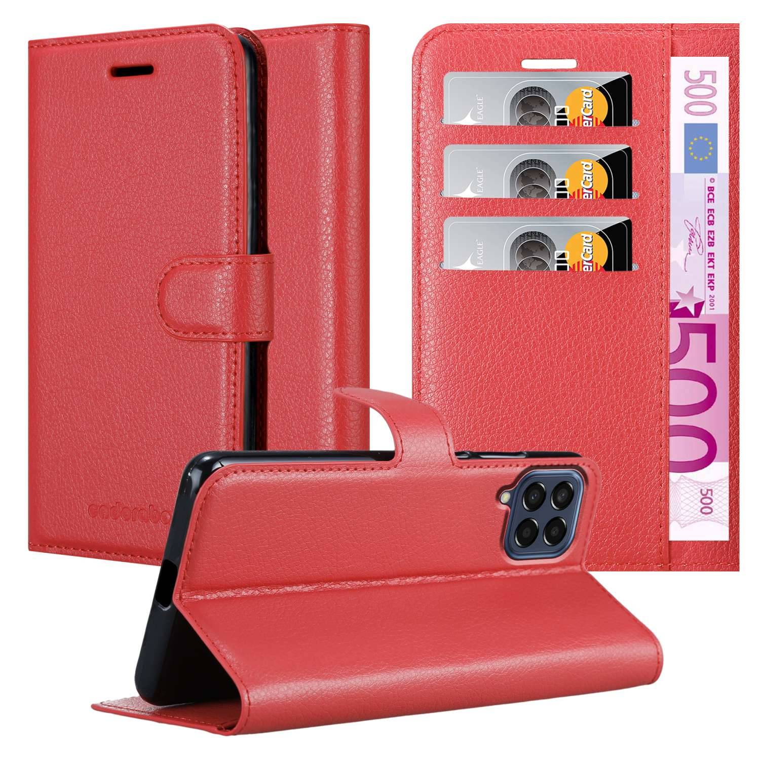 Cadorabo Hülle für Samsung Galaxy M33 5G Schutz Hülle in Rot Handyhülle Etui Case Cover Magnetverschluss