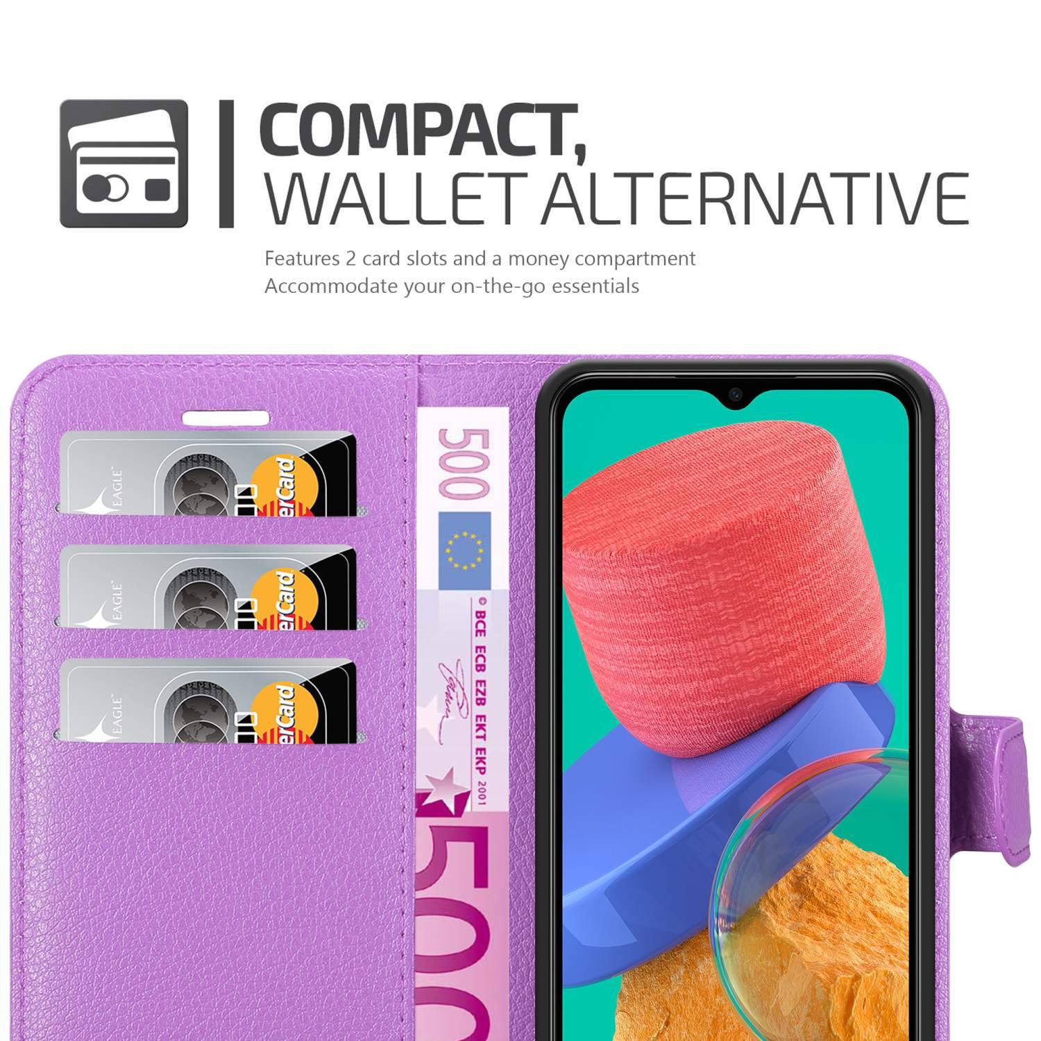 Cadorabo Hülle für Samsung Galaxy M33 5G Schutz Hülle in Lila Handyhülle Etui Case Cover Magnetverschluss