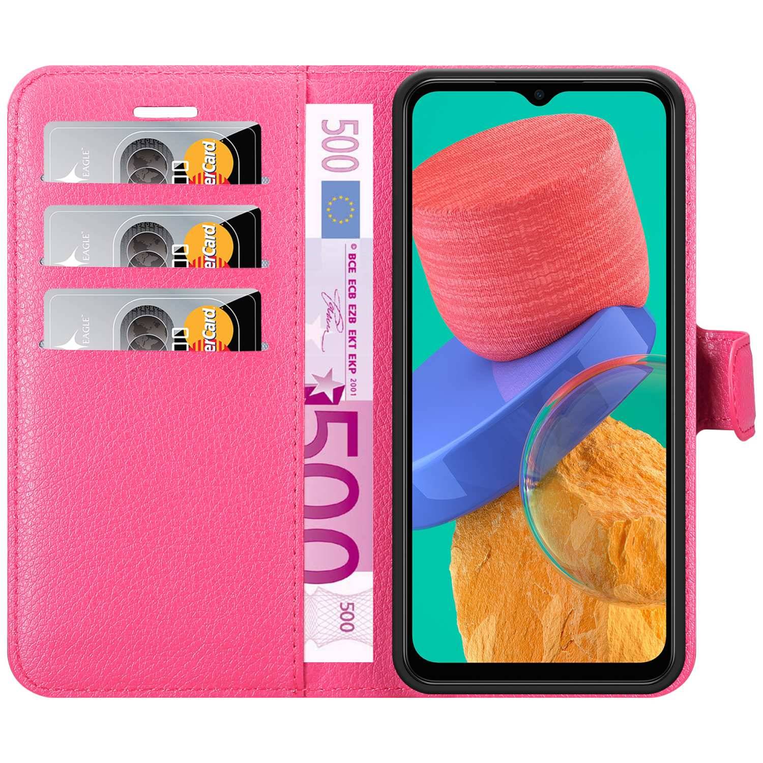 Cadorabo Hülle für Samsung Galaxy M33 5G Schutz Hülle in Pink Handyhülle Etui Case Cover Magnetverschluss