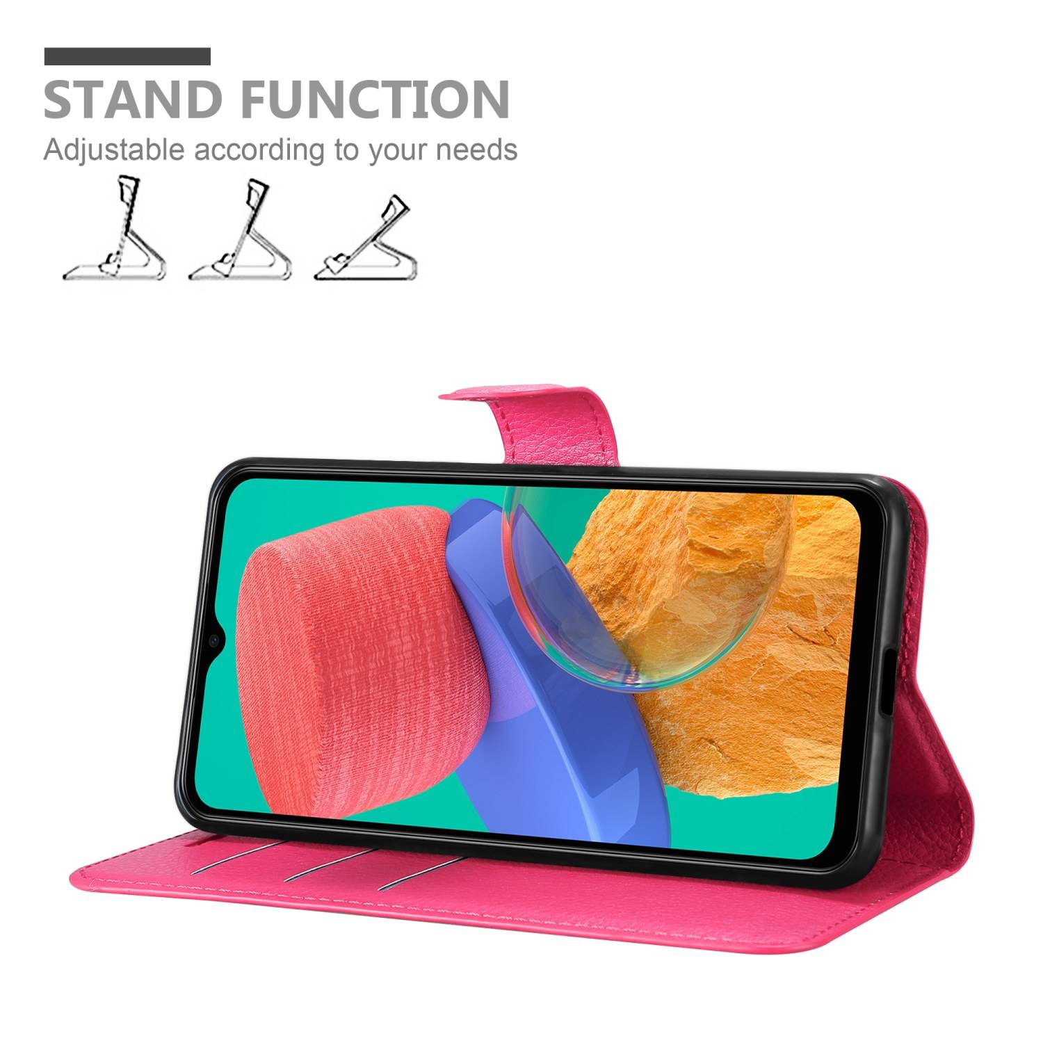 Cadorabo Hülle für Samsung Galaxy M33 5G Schutz Hülle in Pink Handyhülle Etui Case Cover Magnetverschluss