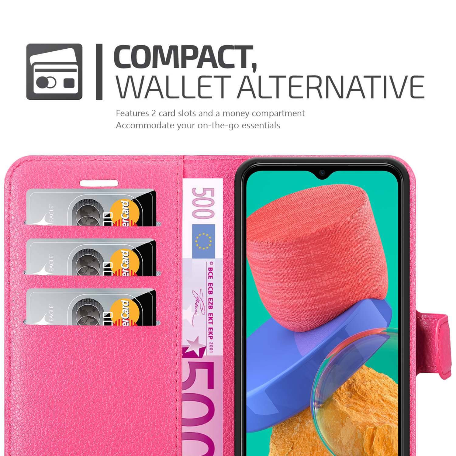 Cadorabo Hülle für Samsung Galaxy M33 5G Schutz Hülle in Pink Handyhülle Etui Case Cover Magnetverschluss