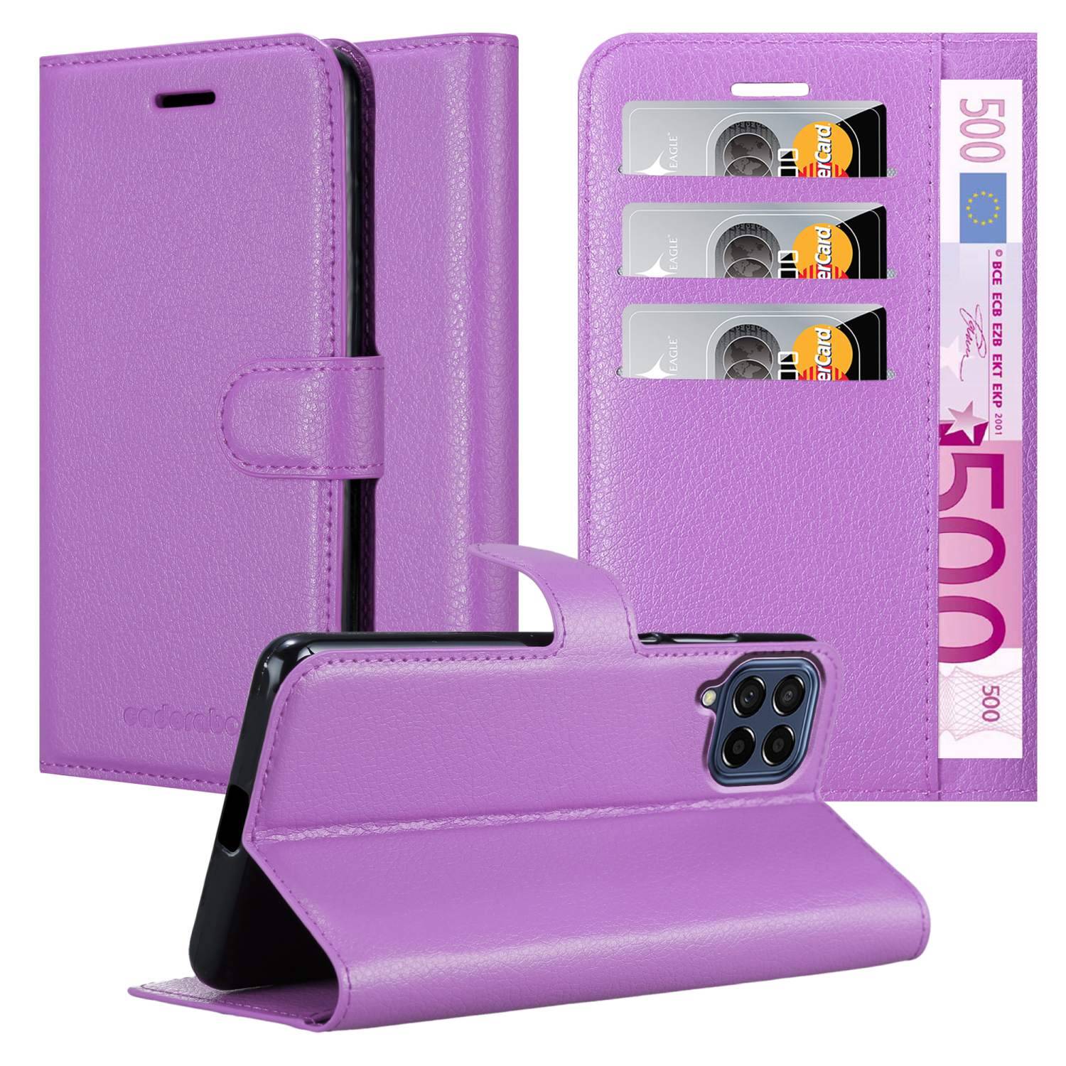 Cadorabo Hülle für Samsung Galaxy M53 5G Schutz Hülle in Lila Handyhülle Etui Case Cover Magnetverschluss