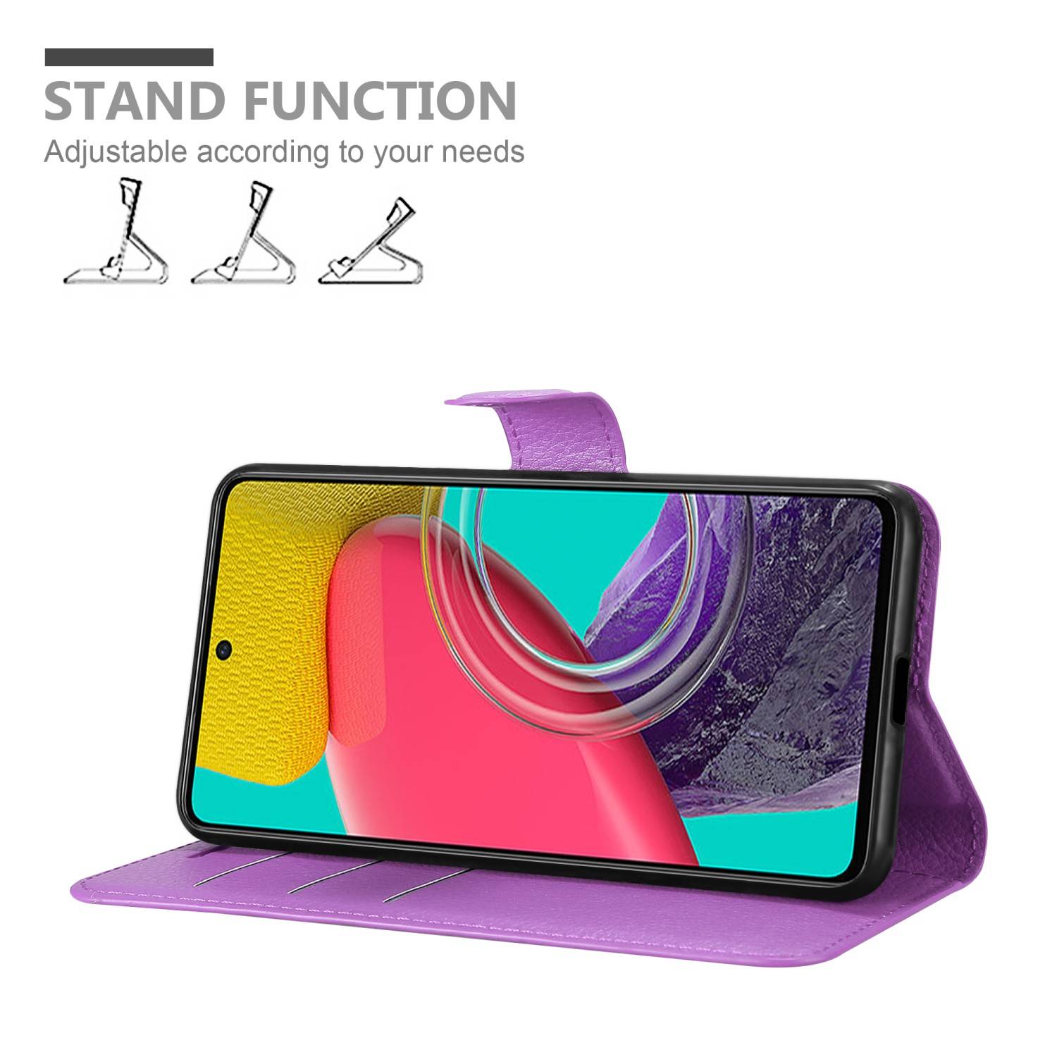 Cadorabo Hülle für Samsung Galaxy M53 5G Schutz Hülle in Lila Handyhülle Etui Case Cover Magnetverschluss