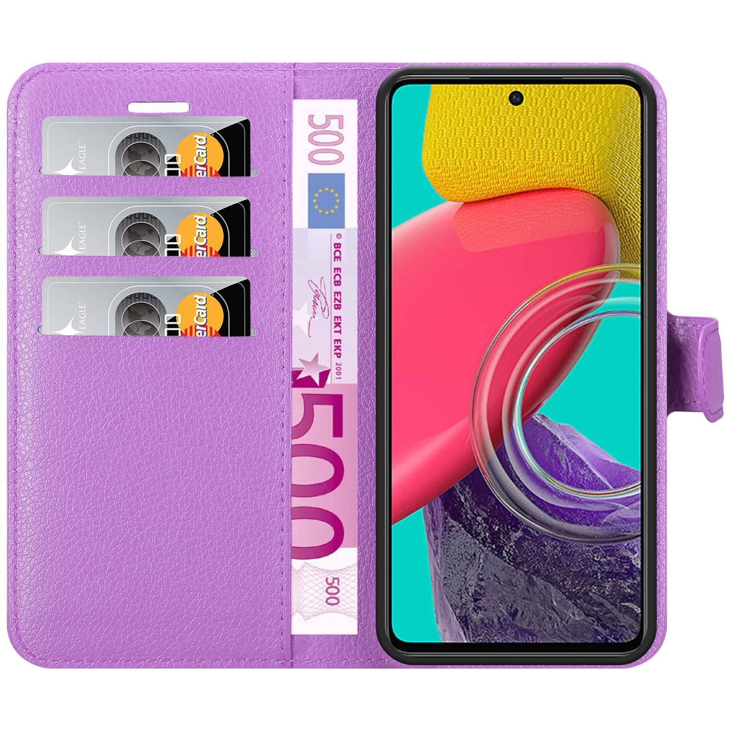 Cadorabo Hülle für Samsung Galaxy M53 5G Schutz Hülle in Lila Handyhülle Etui Case Cover Magnetverschluss