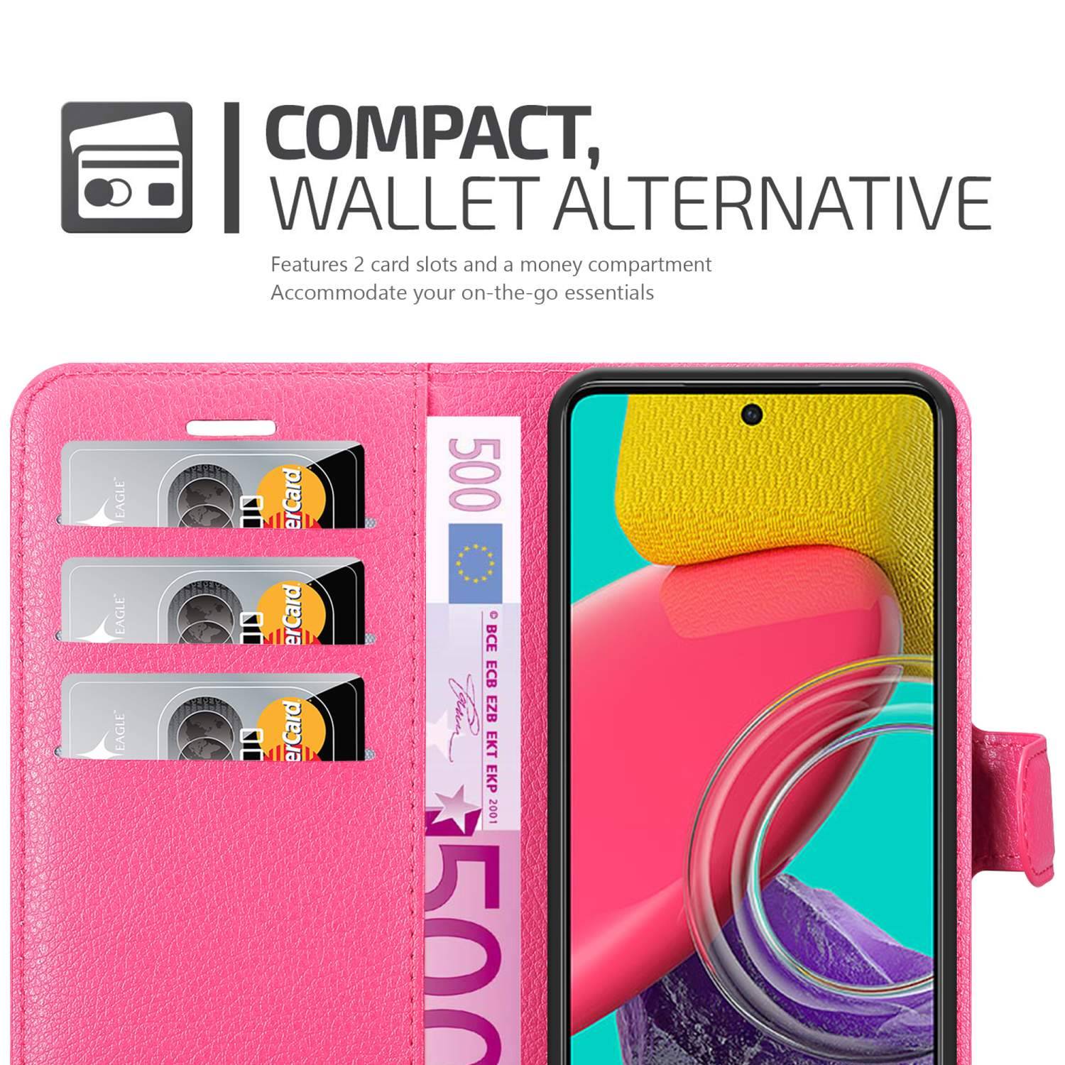 Cadorabo Hülle für Samsung Galaxy M53 5G Schutz Hülle in Pink Handyhülle Etui Case Cover Magnetverschluss
