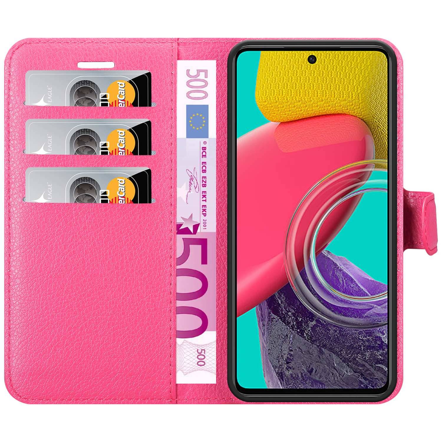 Cadorabo Hülle für Samsung Galaxy M53 5G Schutz Hülle in Pink Handyhülle Etui Case Cover Magnetverschluss