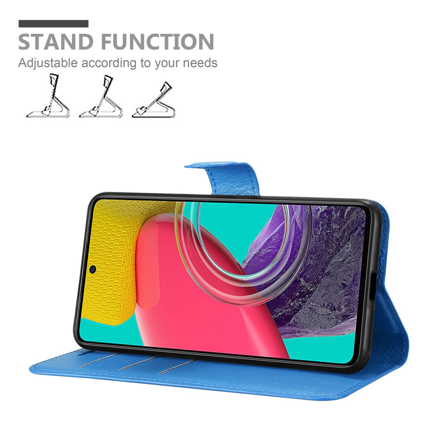 Cadorabo Hülle für Samsung Galaxy M53 5G Schutz Hülle in Blau Handyhülle Etui Case Cover Magnetverschluss