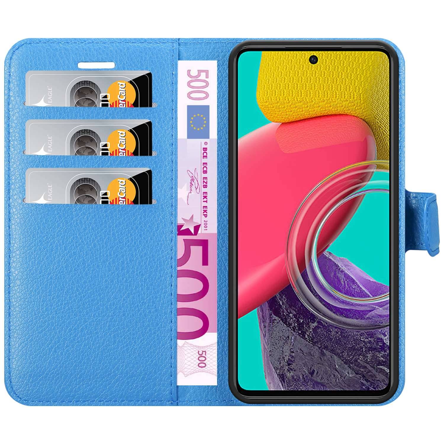 Cadorabo Hülle für Samsung Galaxy M53 5G Schutz Hülle in Blau Handyhülle Etui Case Cover Magnetverschluss