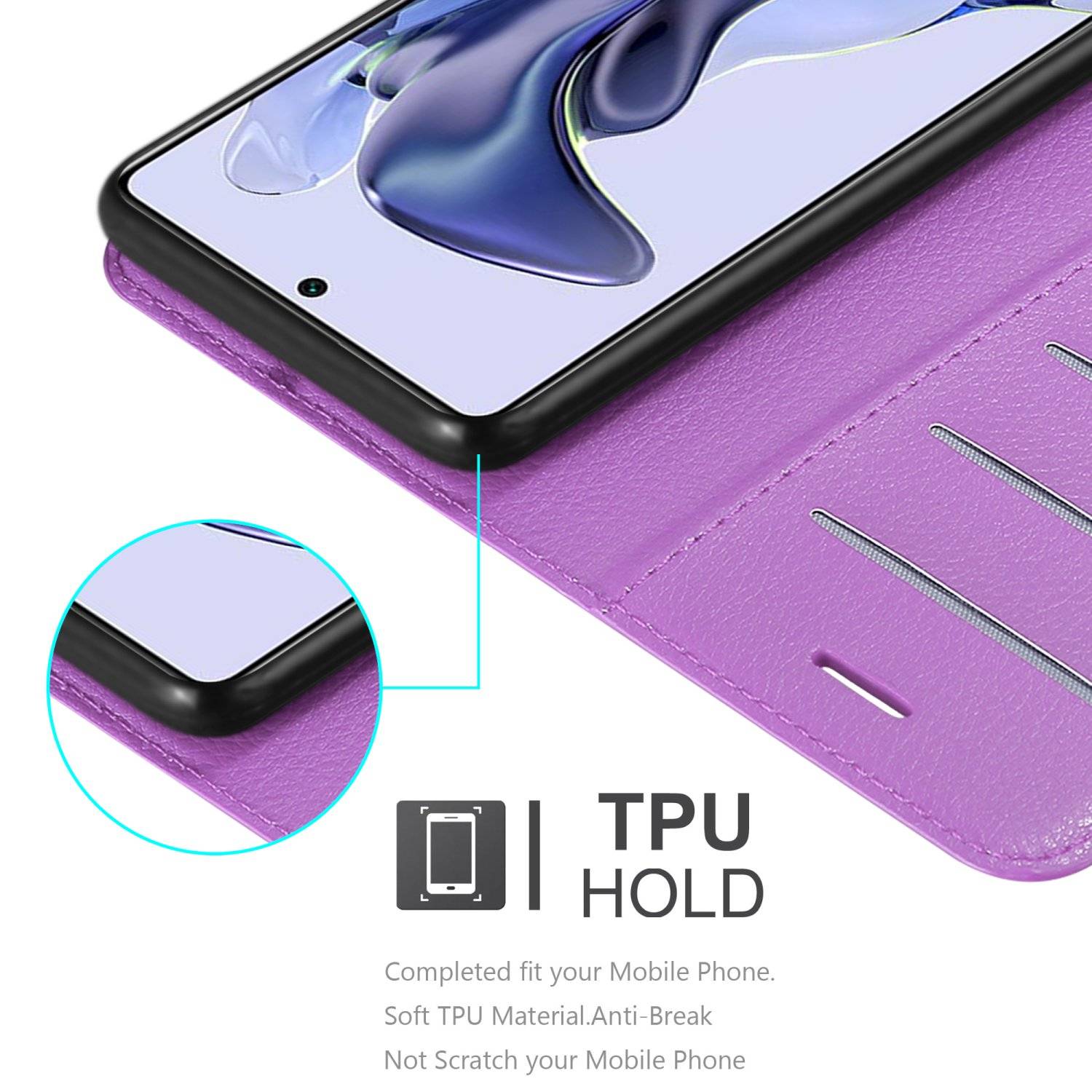 Cadorabo Hülle für Xiaomi 11T / 11T PRO Schutz Hülle in Lila Handyhülle Etui Case Cover Magnetverschluss