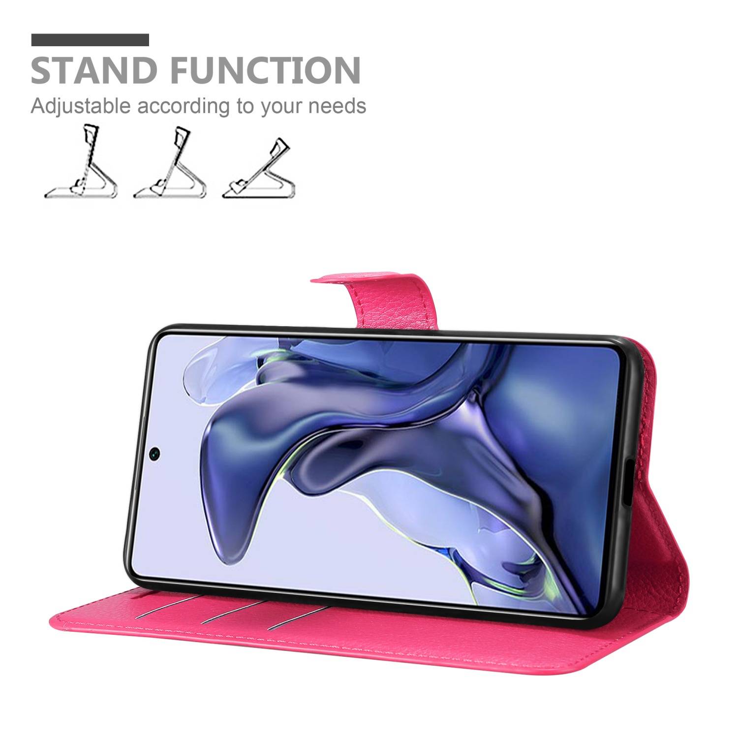 Cadorabo Hülle für Xiaomi 11T / 11T PRO Schutz Hülle in Pink Handyhülle Etui Case Cover Magnetverschluss