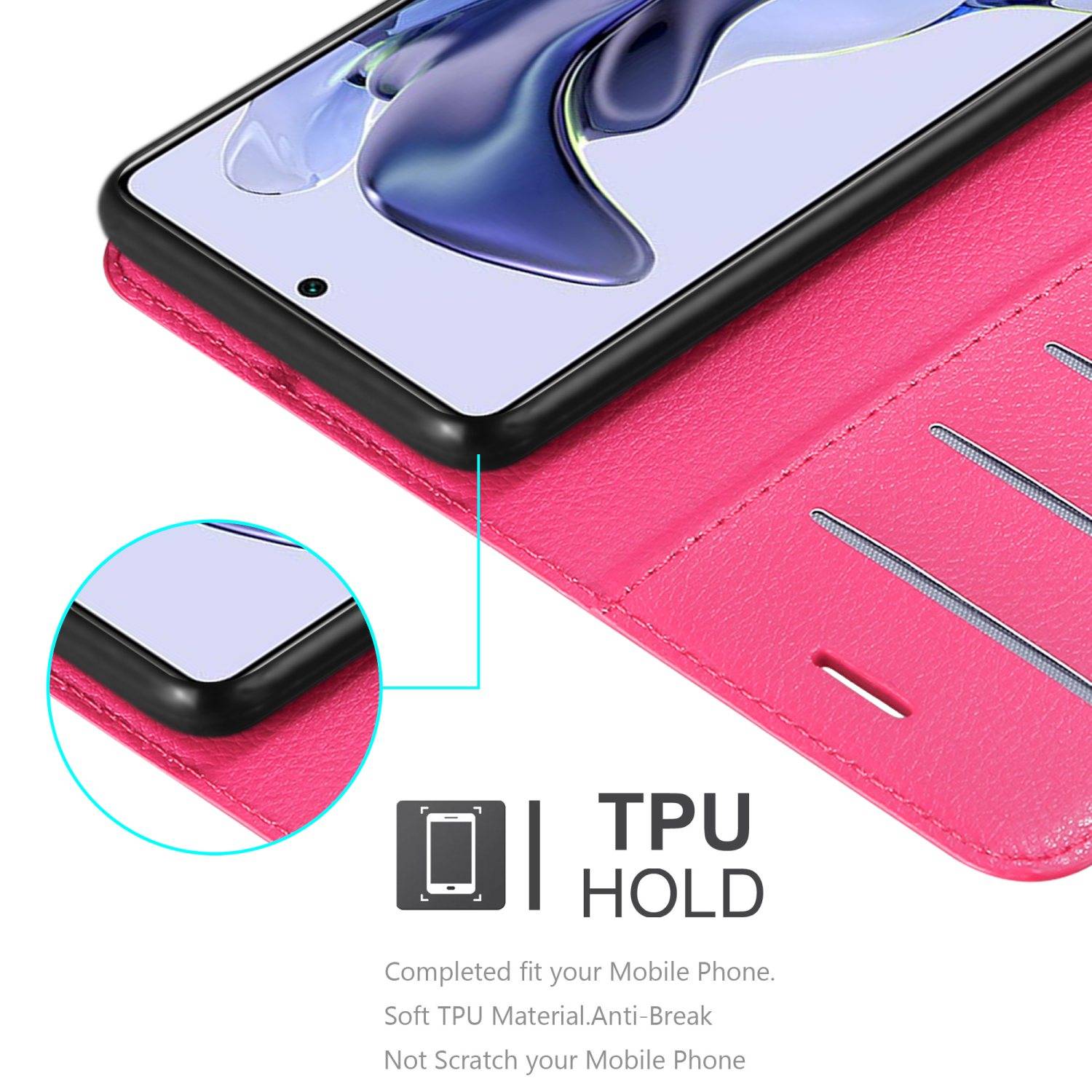 Cadorabo Hülle für Xiaomi 11T / 11T PRO Schutz Hülle in Pink Handyhülle Etui Case Cover Magnetverschluss