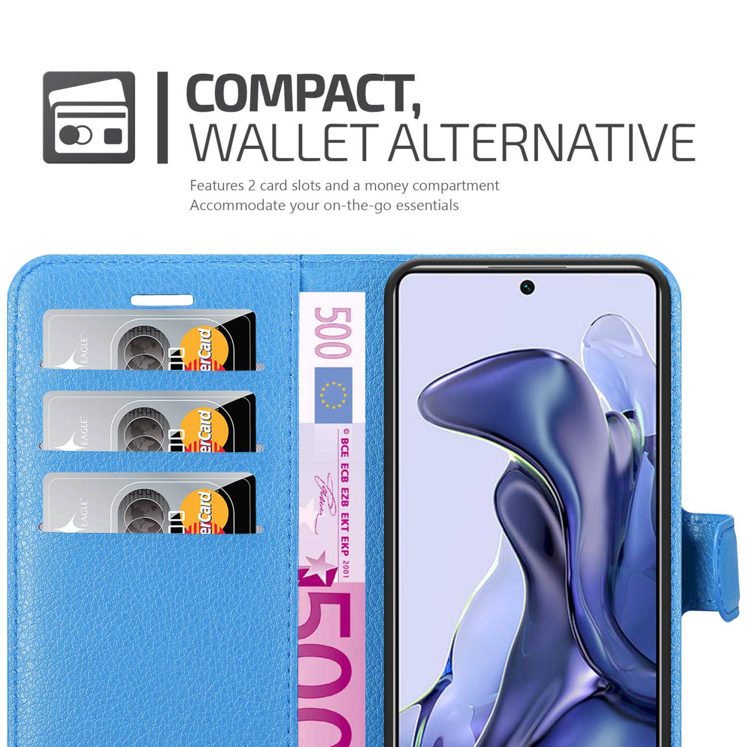 Cadorabo Hülle für Xiaomi 11T / 11T PRO Schutz Hülle in Blau Handyhülle Etui Case Cover Magnetverschluss