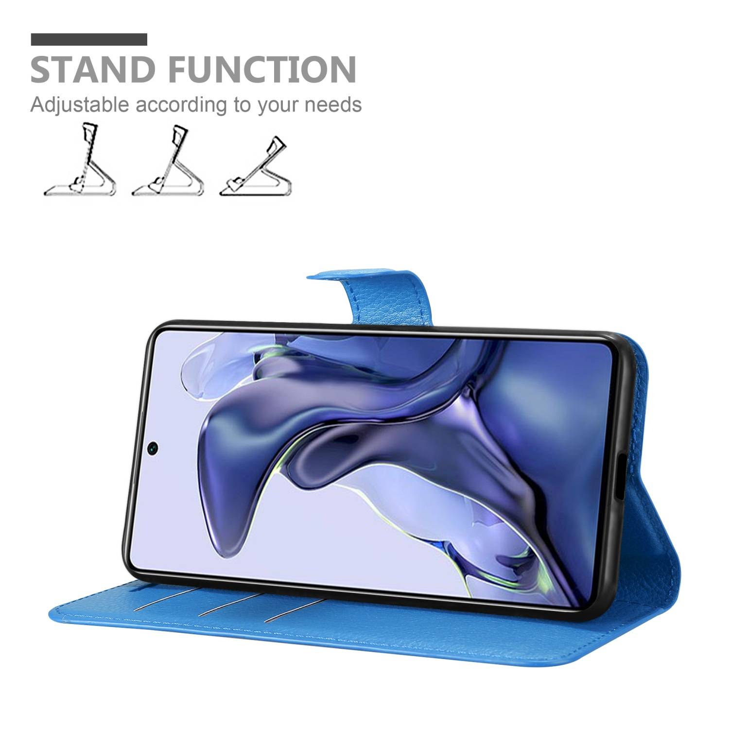 Cadorabo Hülle für Xiaomi 11T / 11T PRO Schutz Hülle in Blau Handyhülle Etui Case Cover Magnetverschluss