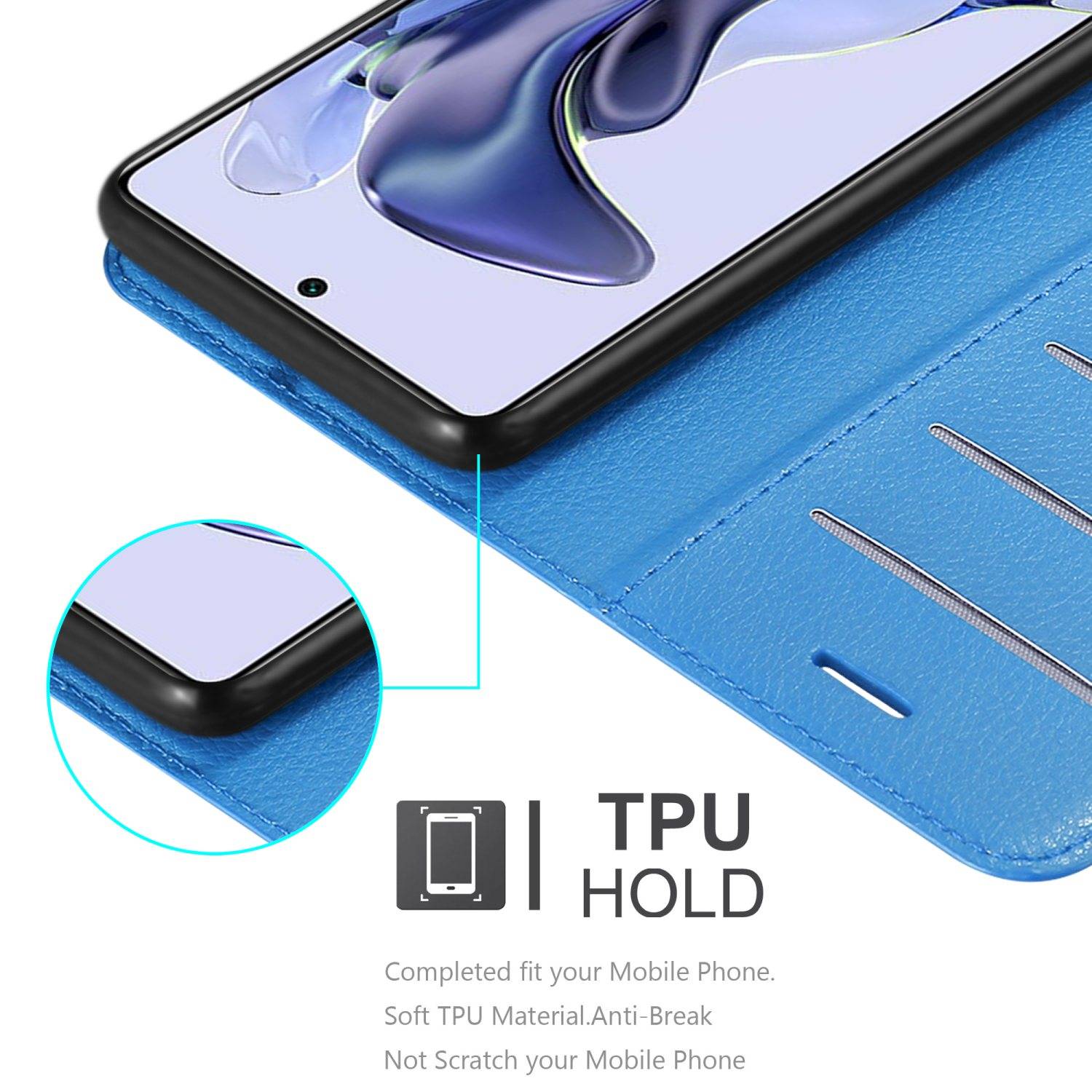 Cadorabo Hülle für Xiaomi 11T / 11T PRO Schutz Hülle in Blau Handyhülle Etui Case Cover Magnetverschluss