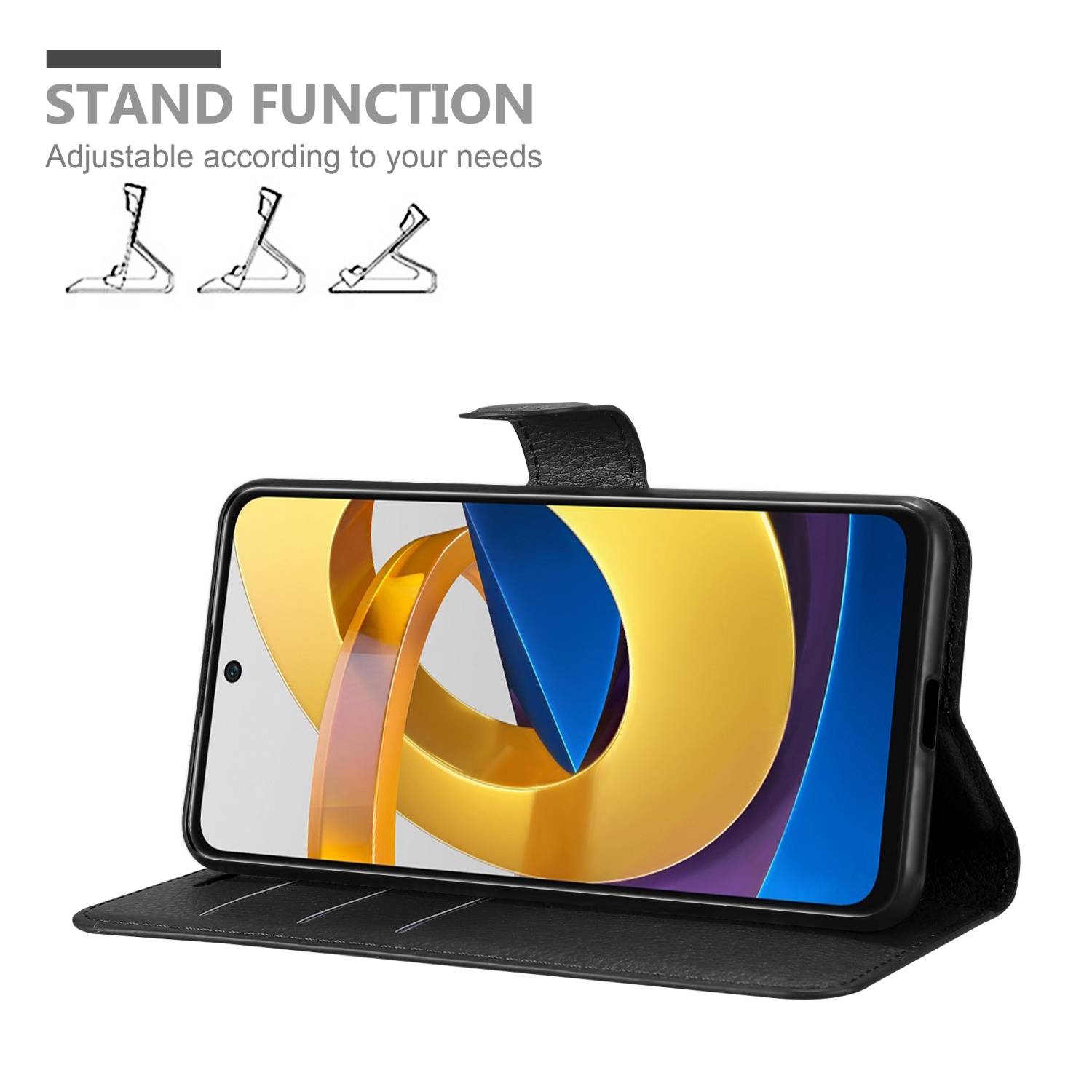 Cadorabo Hülle für Xiaomi POCO M4 PRO 5G Schutz Hülle in Schwarz Handyhülle Etui Case Cover Magnetverschluss