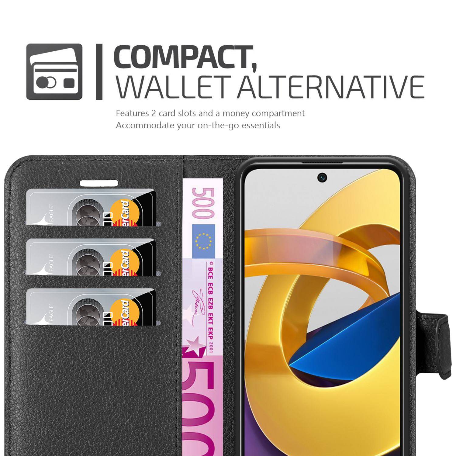 Cadorabo Hülle für Xiaomi POCO M4 PRO 5G Schutz Hülle in Schwarz Handyhülle Etui Case Cover Magnetverschluss