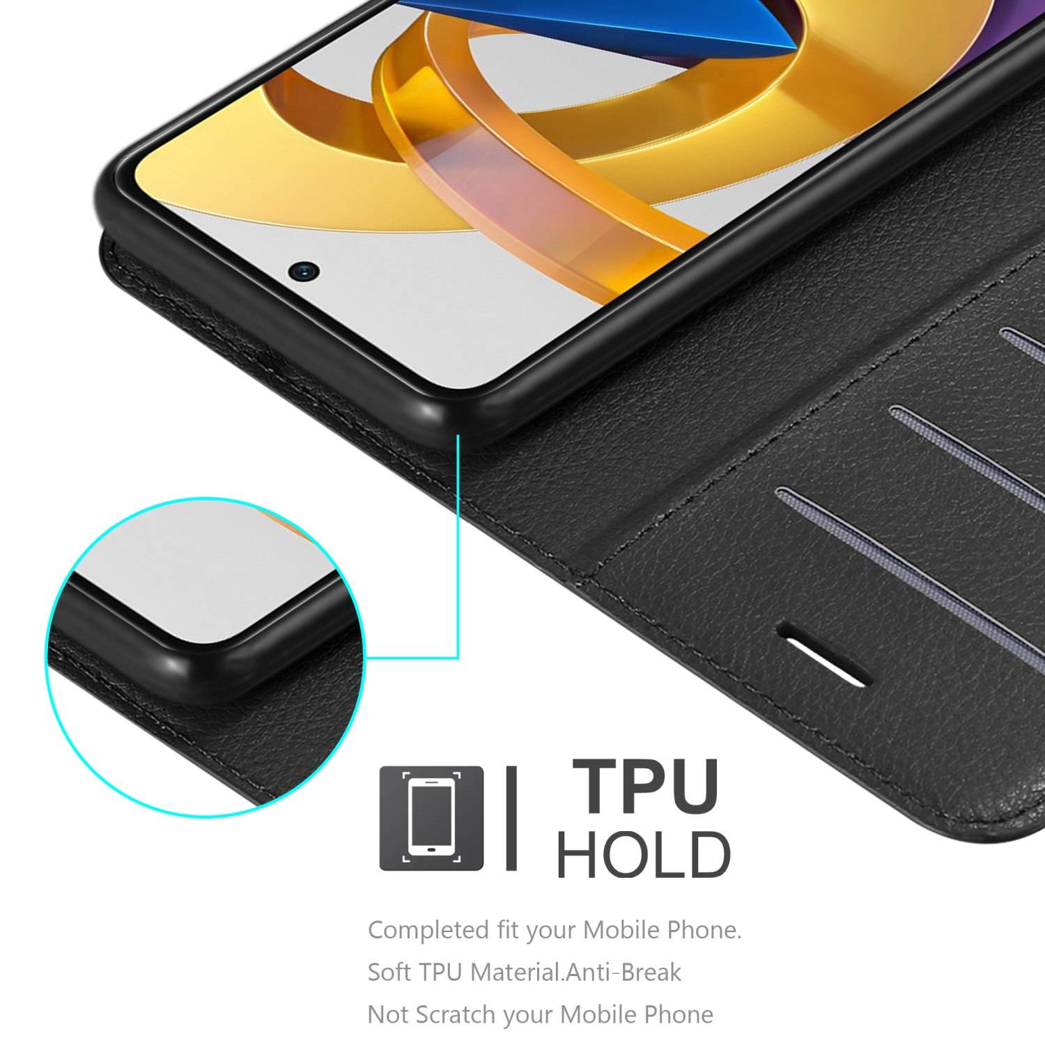 Cadorabo Hülle für Xiaomi POCO M4 PRO 5G Schutz Hülle in Schwarz Handyhülle Etui Case Cover Magnetverschluss