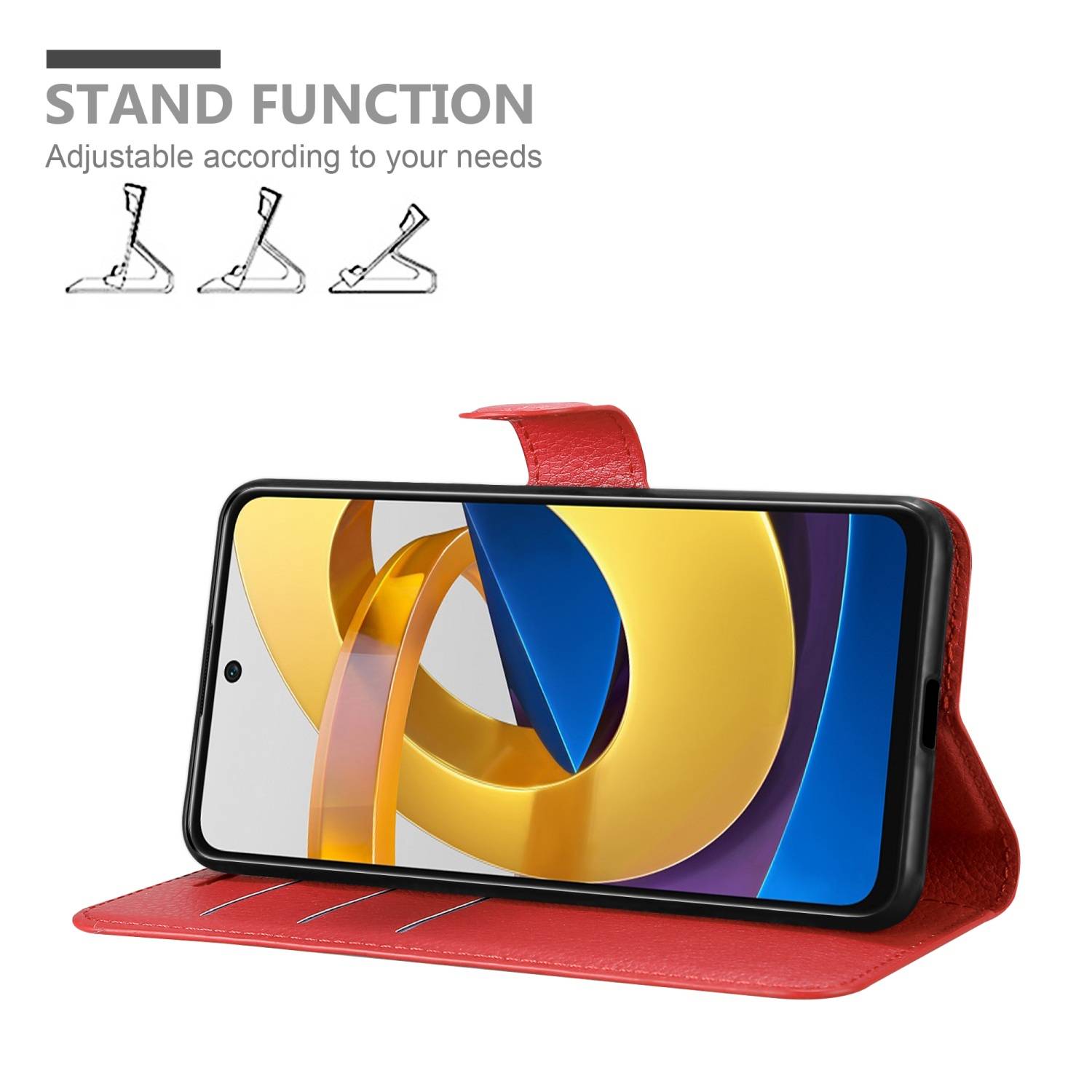 Cadorabo Hülle für Xiaomi POCO M4 PRO 5G Schutz Hülle in Rot Handyhülle Etui Case Cover Magnetverschluss