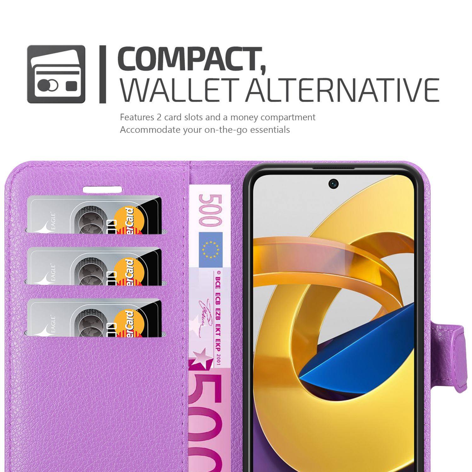 Cadorabo Hülle für Xiaomi POCO M4 PRO 5G Schutz Hülle in Lila Handyhülle Etui Case Cover Magnetverschluss