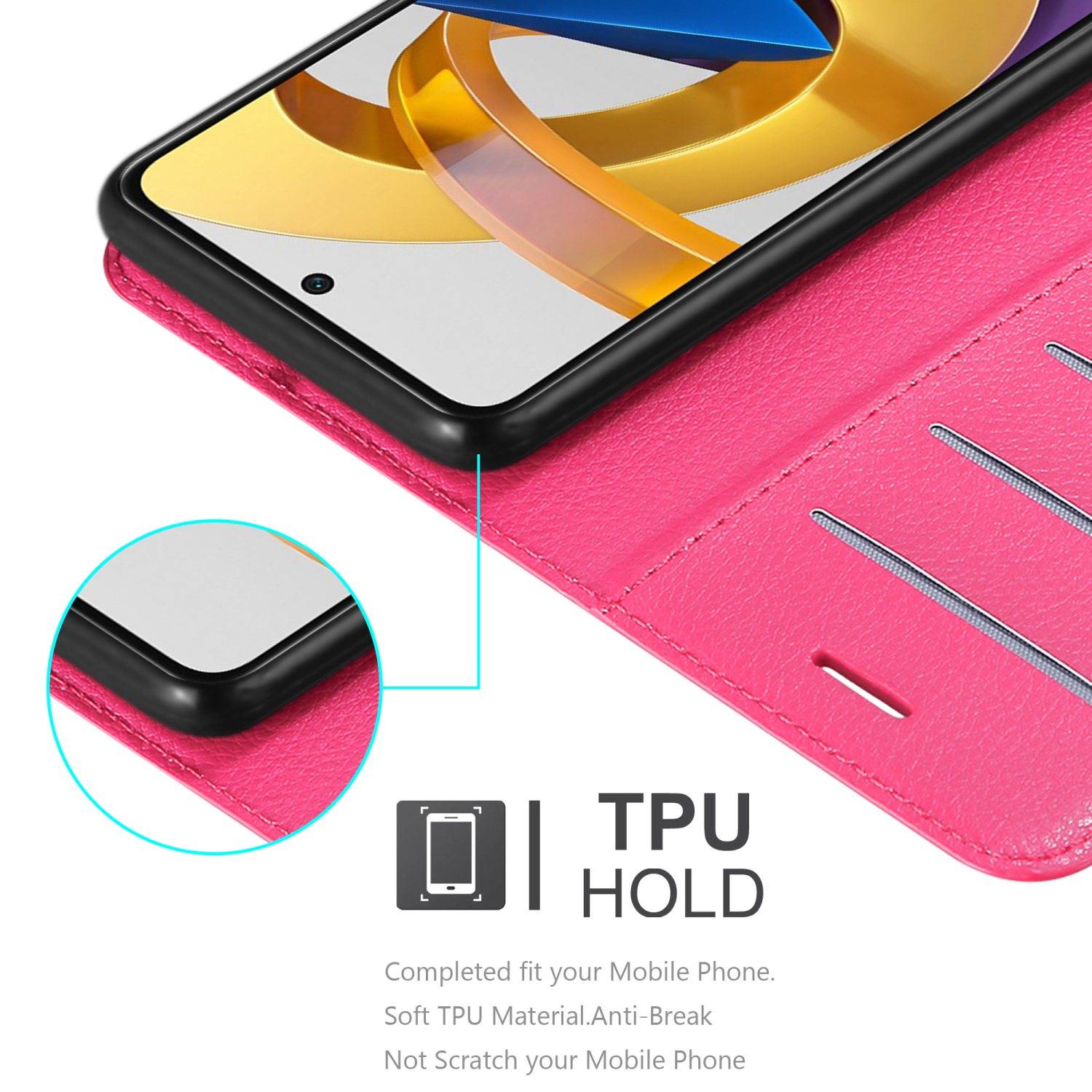 Cadorabo Hülle für Xiaomi POCO M4 PRO 5G Schutz Hülle in Pink Handyhülle Etui Case Cover Magnetverschluss