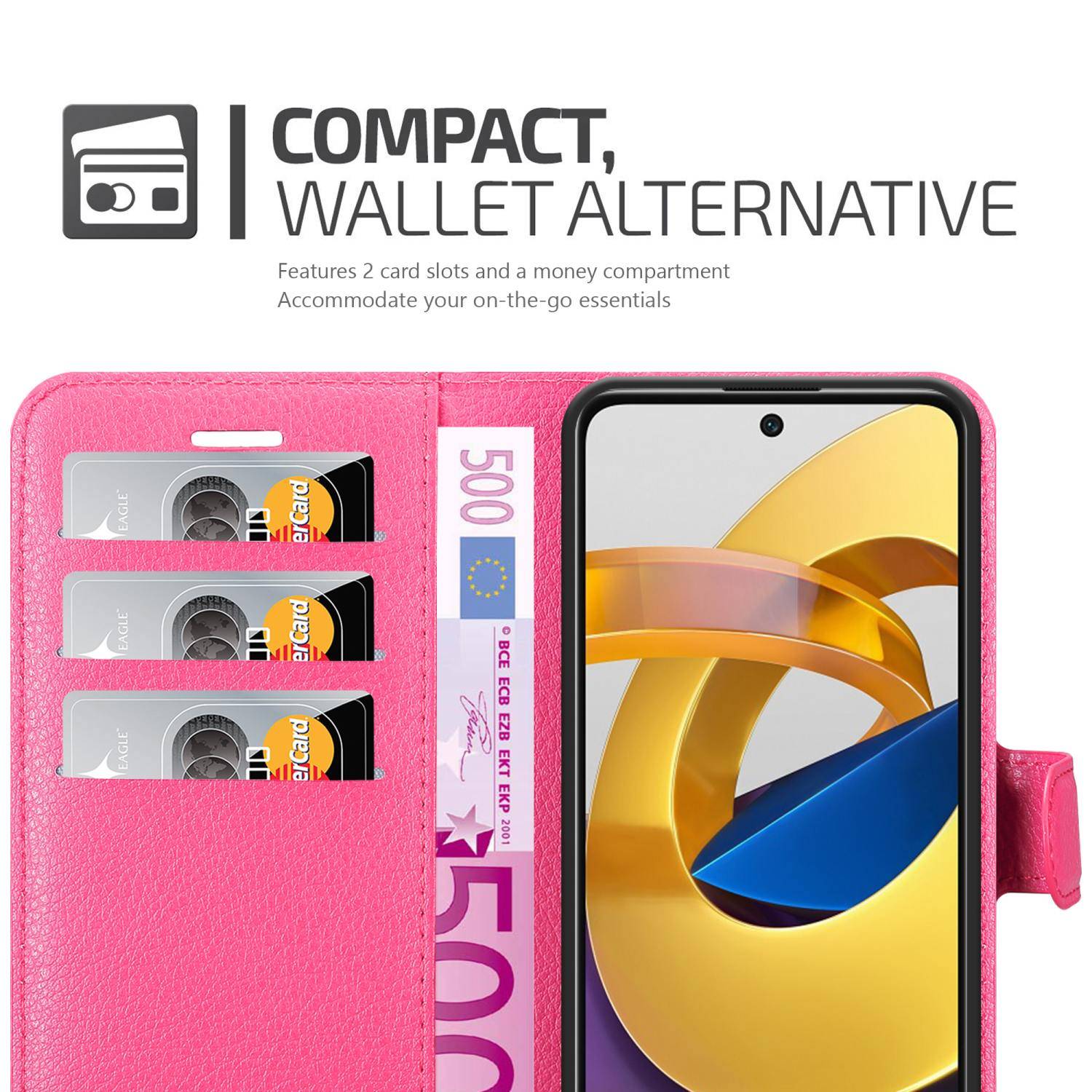 Cadorabo Hülle für Xiaomi POCO M4 PRO 5G Schutz Hülle in Pink Handyhülle Etui Case Cover Magnetverschluss